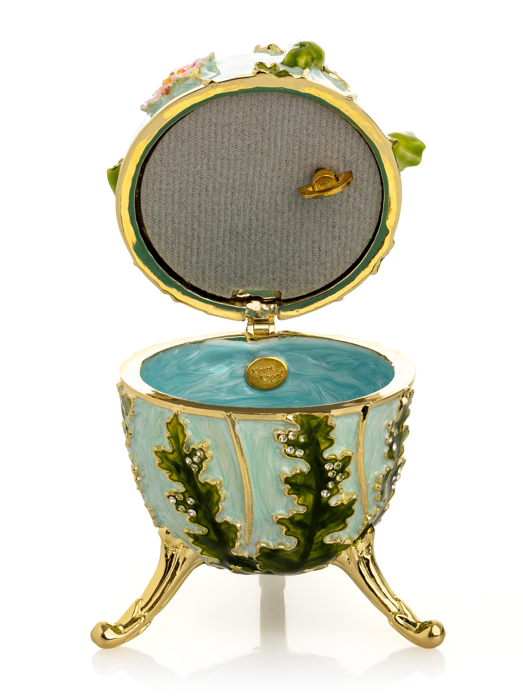 Keren Kopal Turquoise Faberge Egg with Flowers