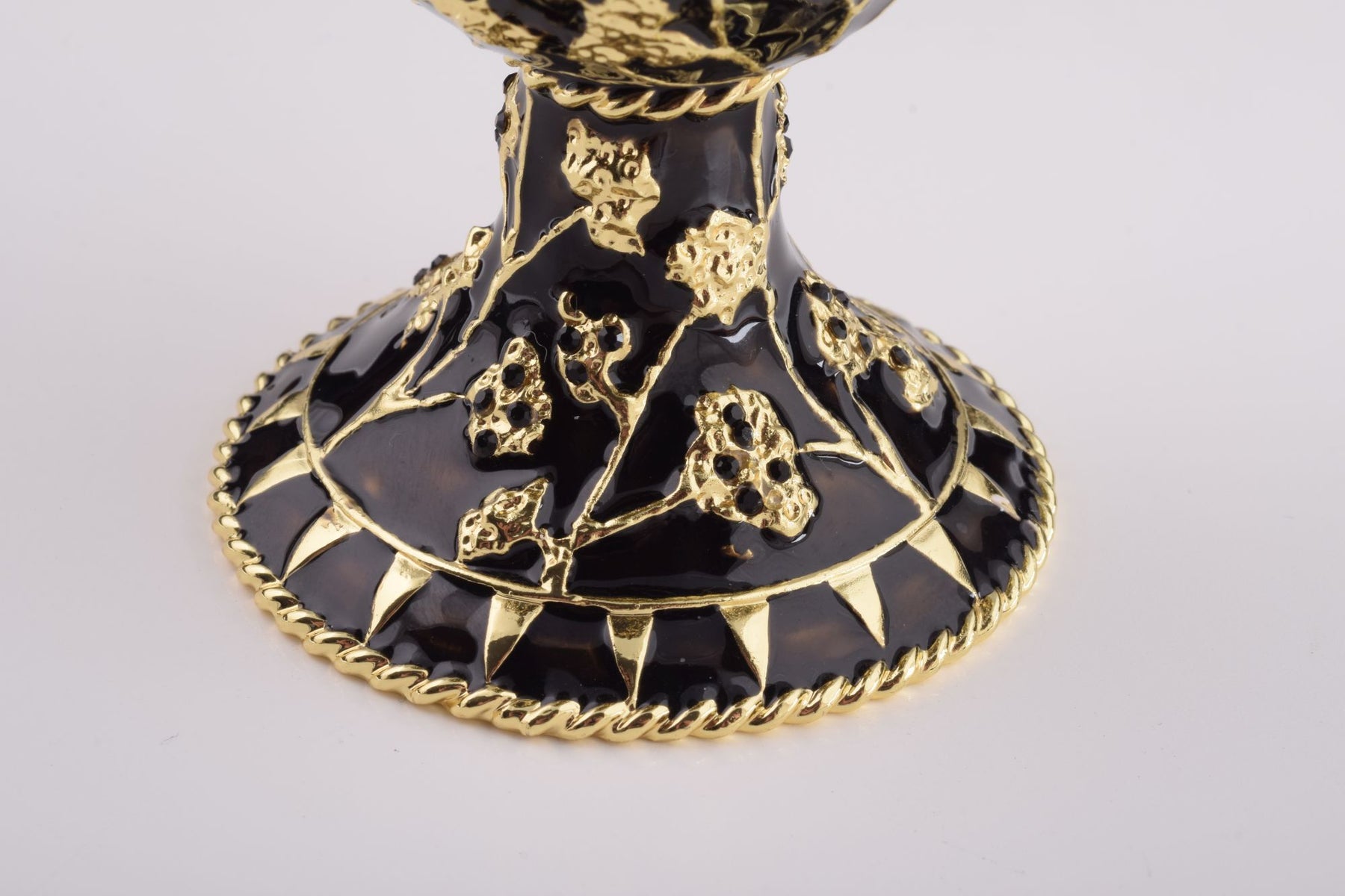 Keren Kopal Black Faberge Egg with Silver Frog Surprise Inside