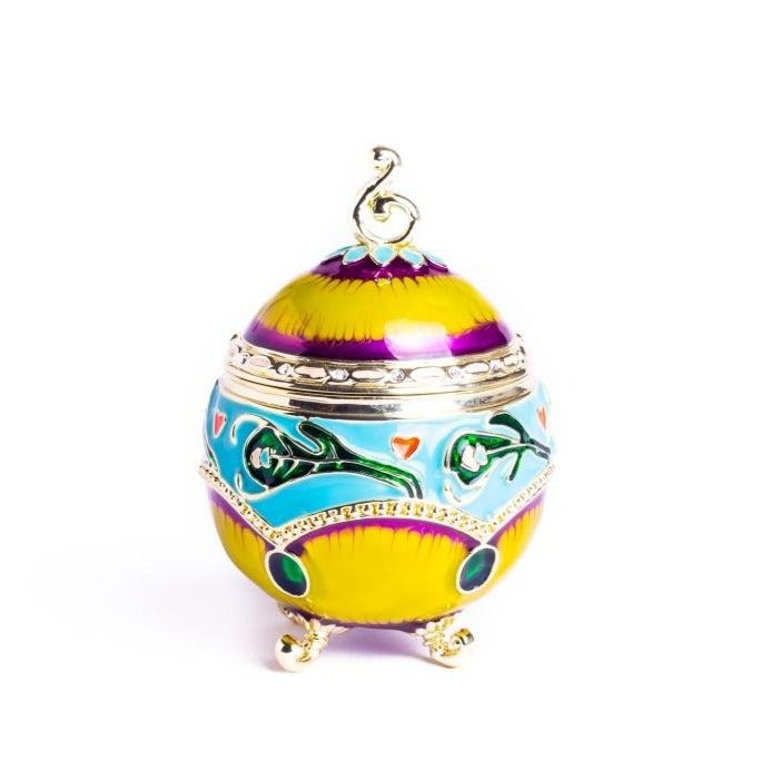 Keren Kopal Colorful Decorated Faberge Egg with Peacock Surprise