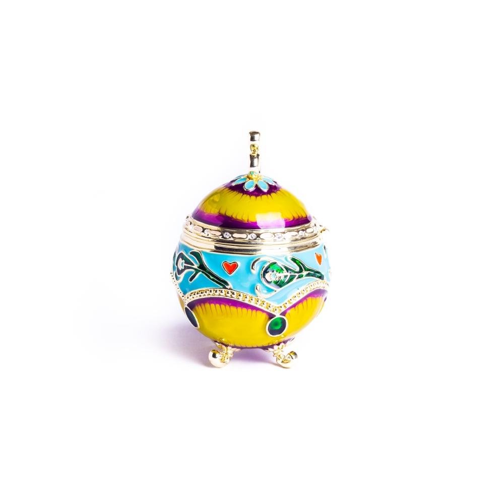 Keren Kopal Colorful Decorated Faberge Egg with Peacock Surprise