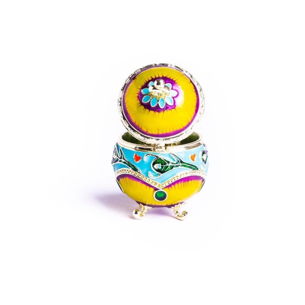 Keren Kopal Colorful Decorated Faberge Egg with Peacock Surprise