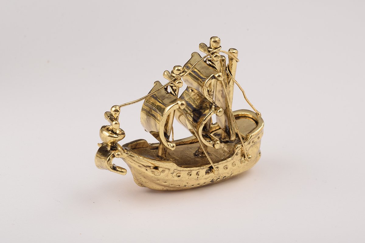 Keren Kopal Globe Faberge Egg with Sailing ship