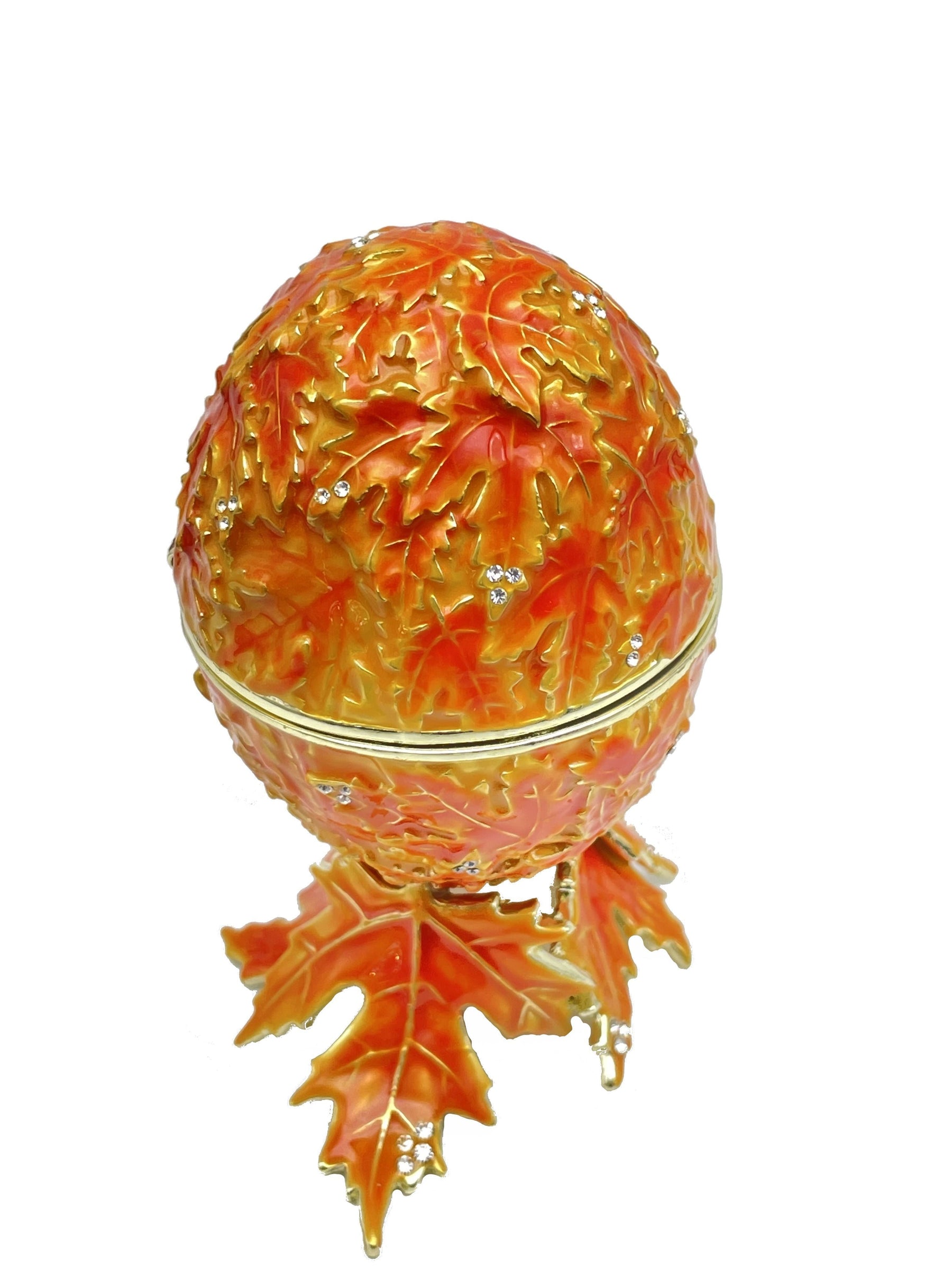 Keren Kopal Orange Faberge Egg with Leaves