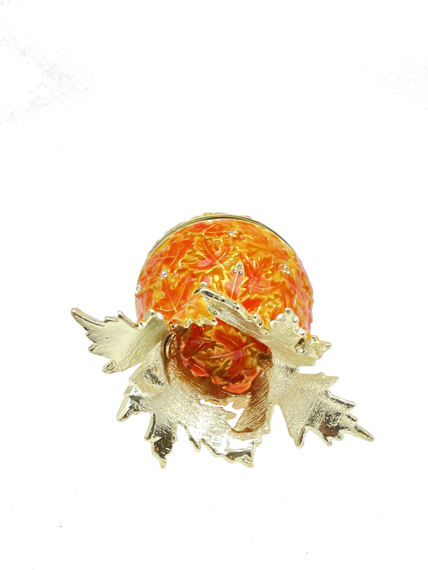 Keren Kopal Orange Faberge Egg with Leaves
