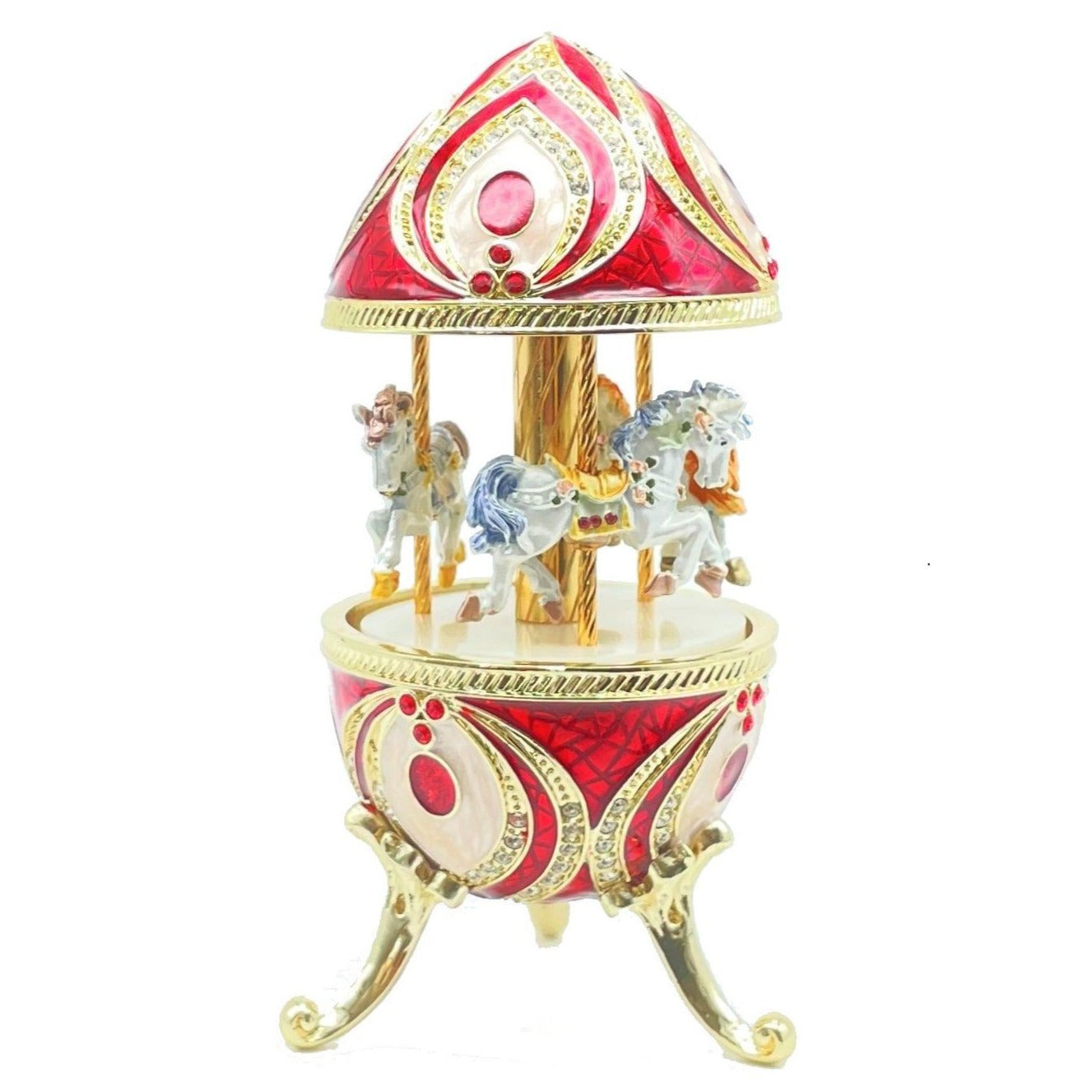 Keren Kopal Red Musical Carousel with Royal Horses