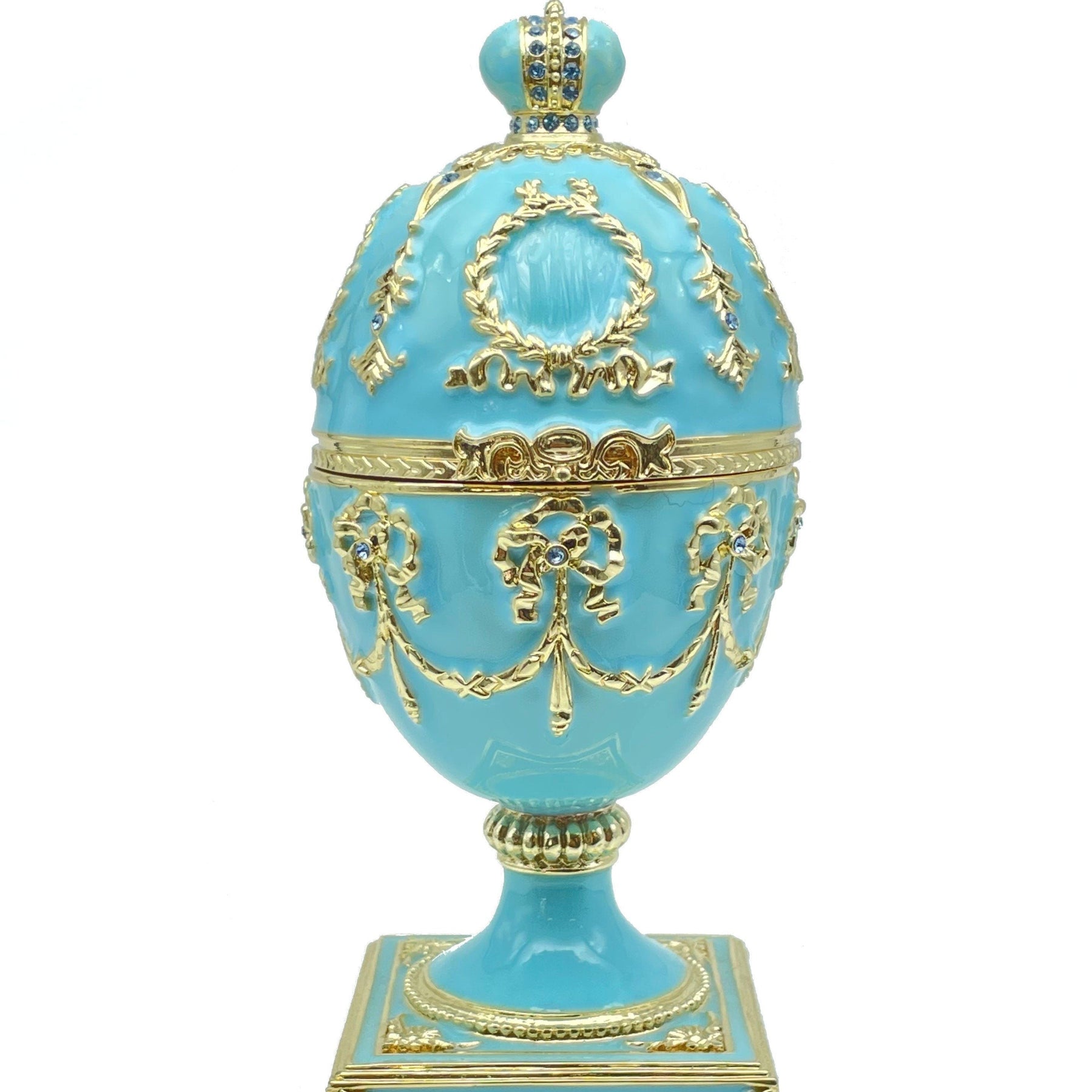 Keren Kopal Turquoise Faberge Egg with Swan Inside