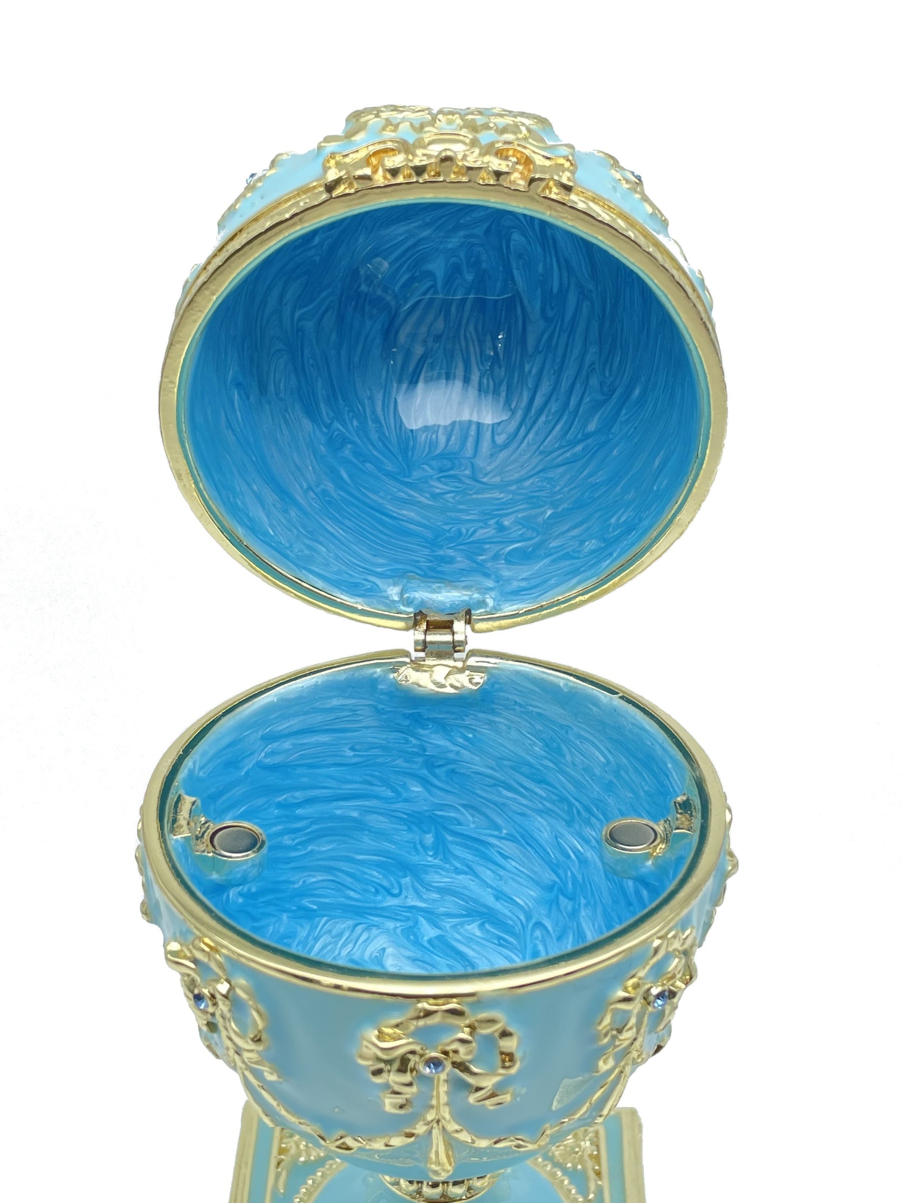 Keren Kopal Turquoise Faberge Egg with Swan Inside