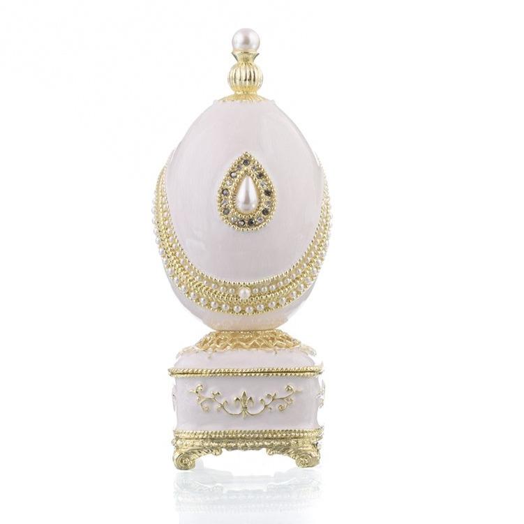 Keren Kopal White Faberge Egg with Pearl
