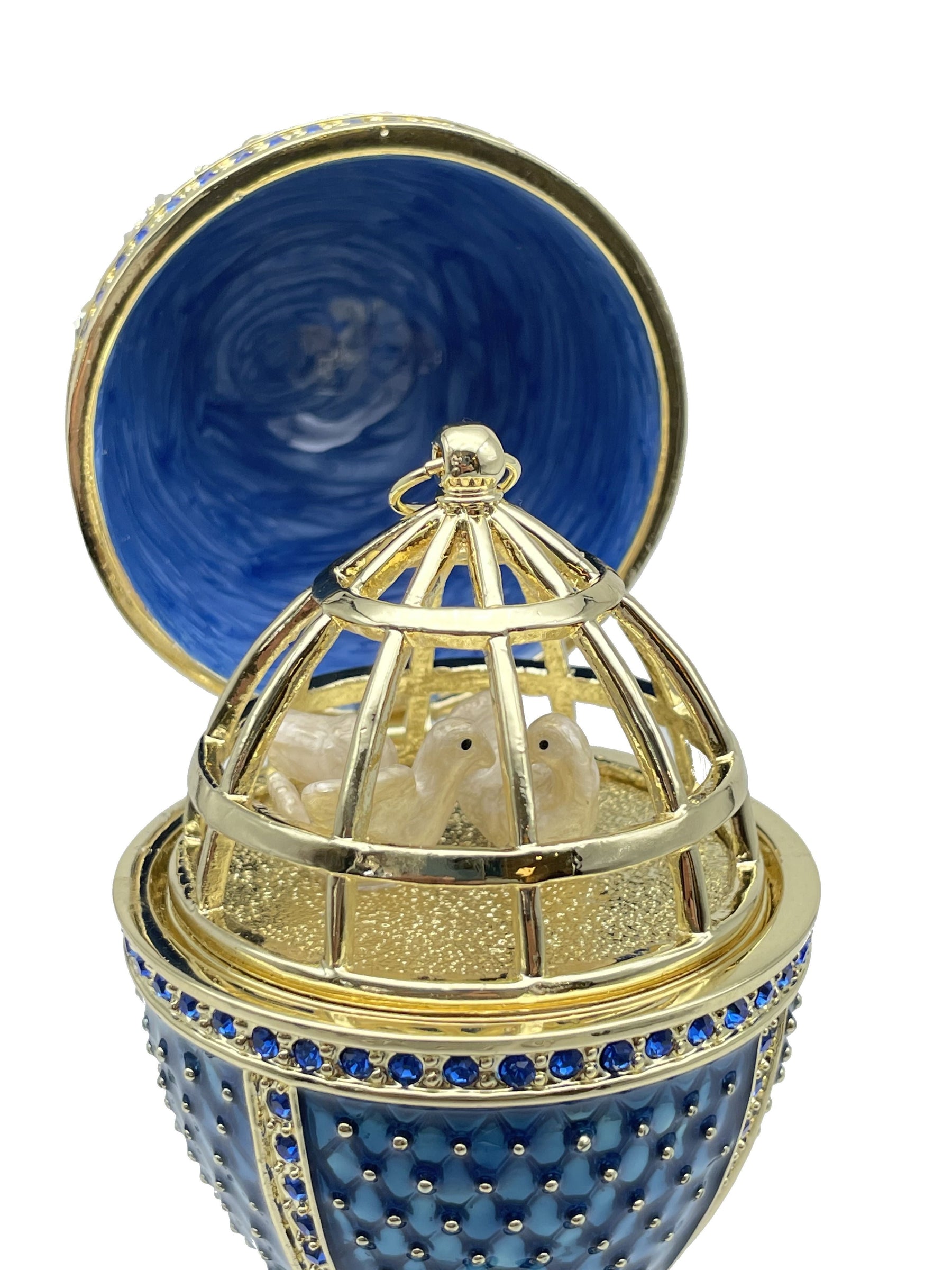 Keren Kopal Limited edition Blue Faberge Egg with doves trinket box