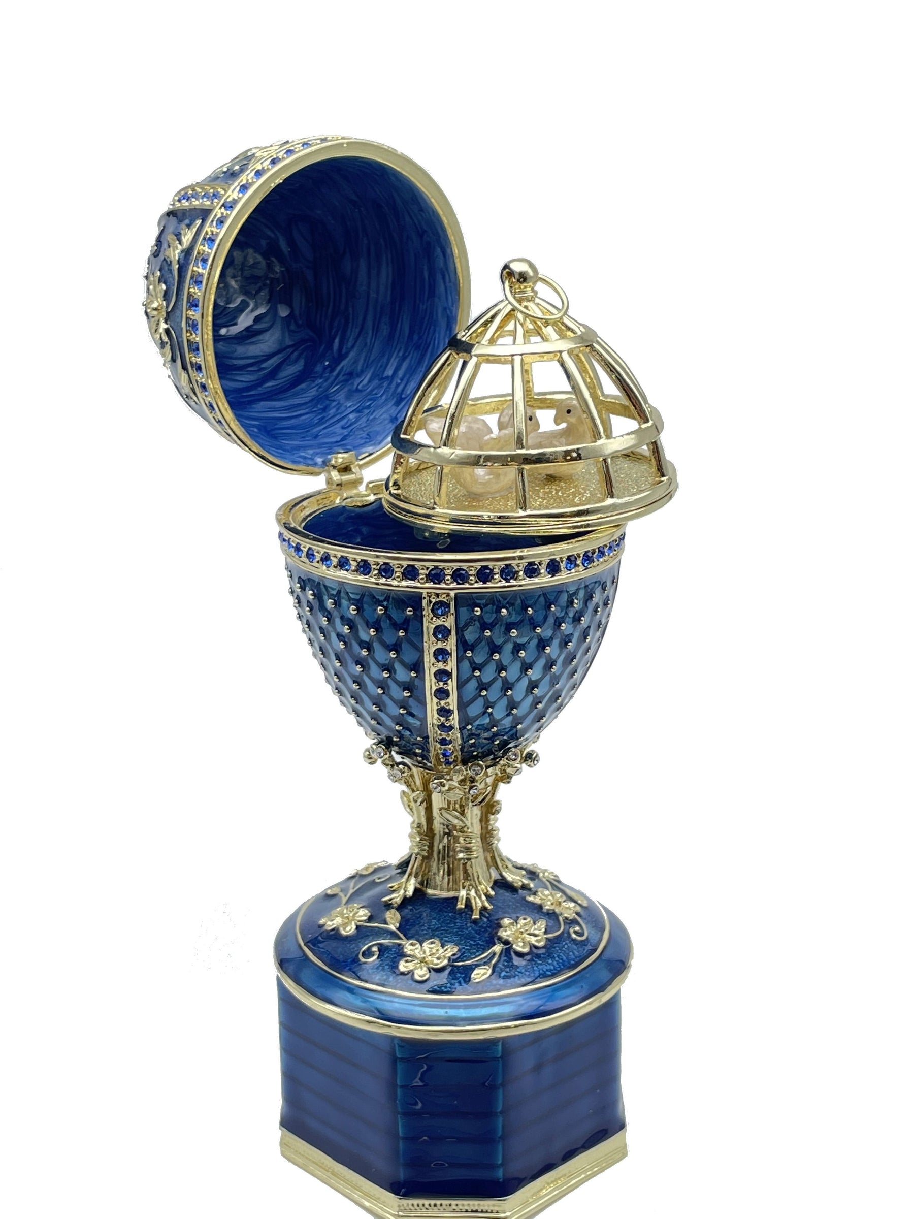 Keren Kopal Limited edition Blue Faberge Egg with doves trinket box