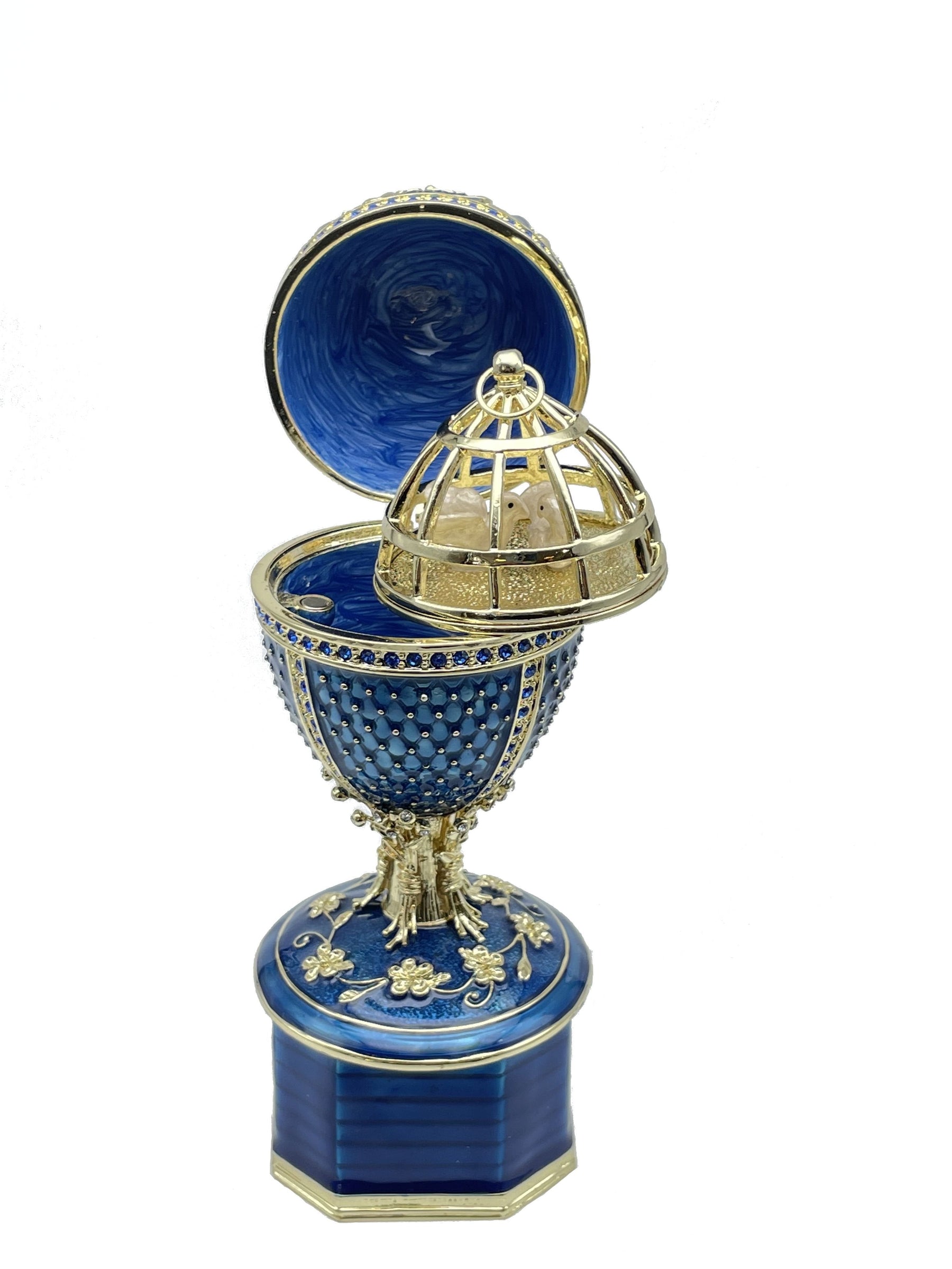 Keren Kopal Limited edition Blue Faberge Egg with doves trinket box