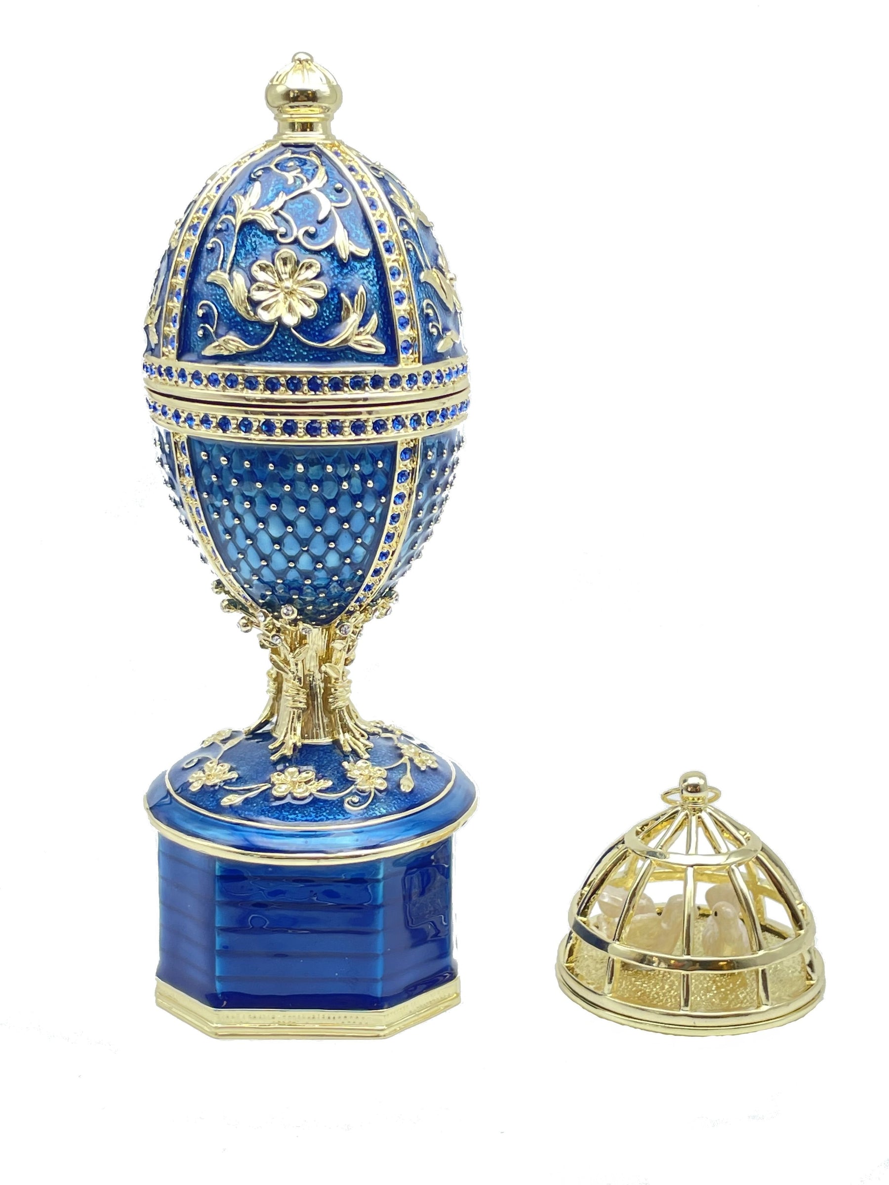 Keren Kopal Limited edition Blue Faberge Egg with doves trinket box
