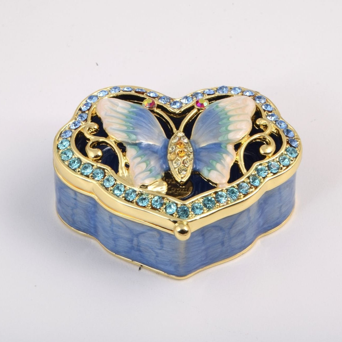 Keren Kopal Golden Blue Box Decorated with a Butterfly