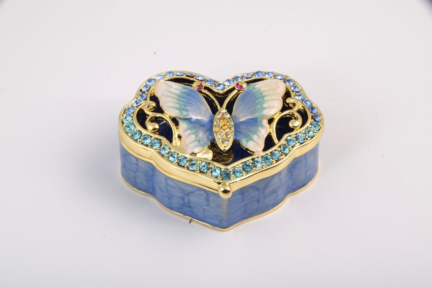 Keren Kopal Golden Blue Box Decorated with a Butterfly