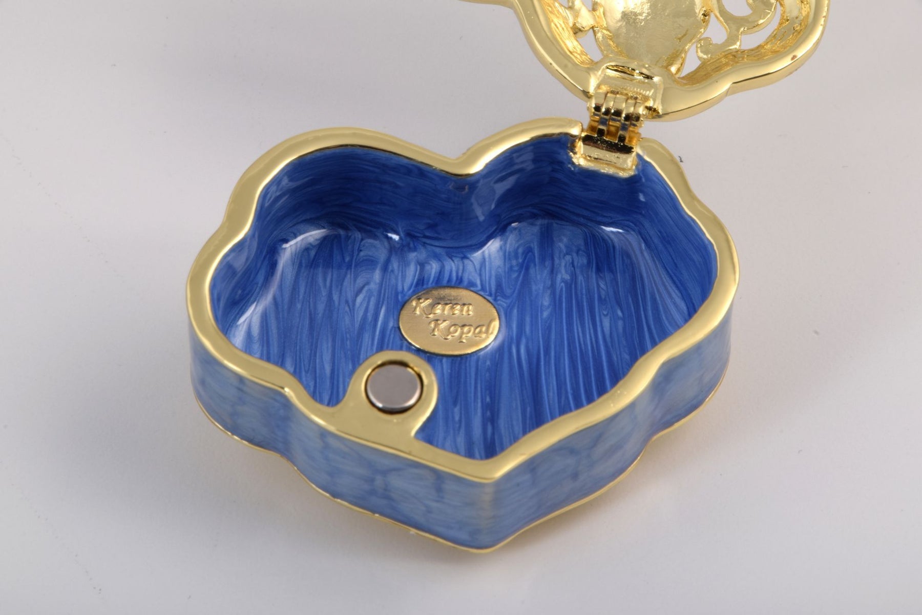 Keren Kopal Golden Blue Box Decorated with a Butterfly