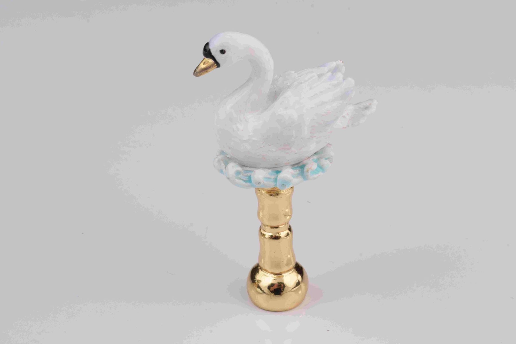 Keren Kopal Green Faberge Egg with Swan Inside