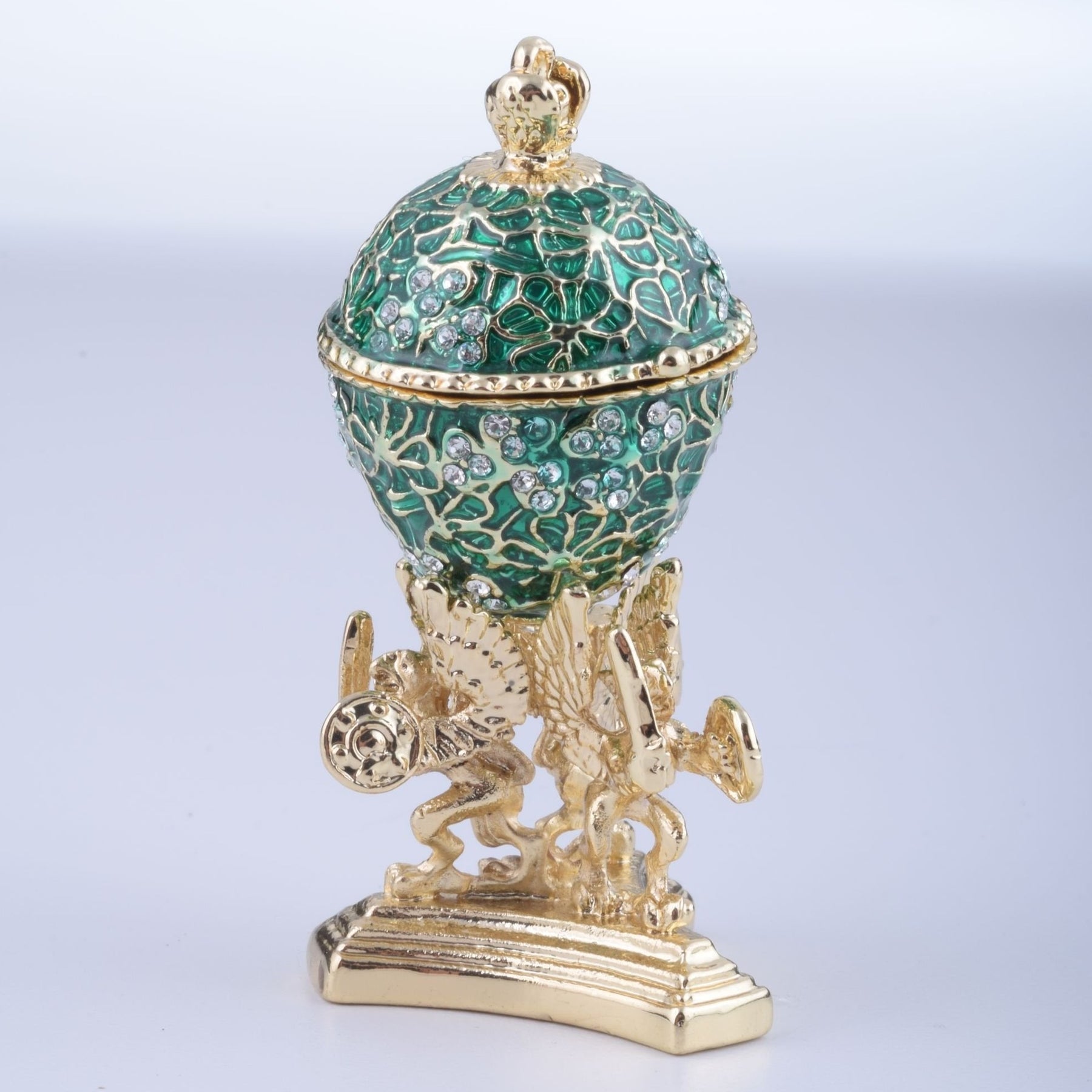 Keren Kopal Green Faberge Egg with a Golden Frog Inside