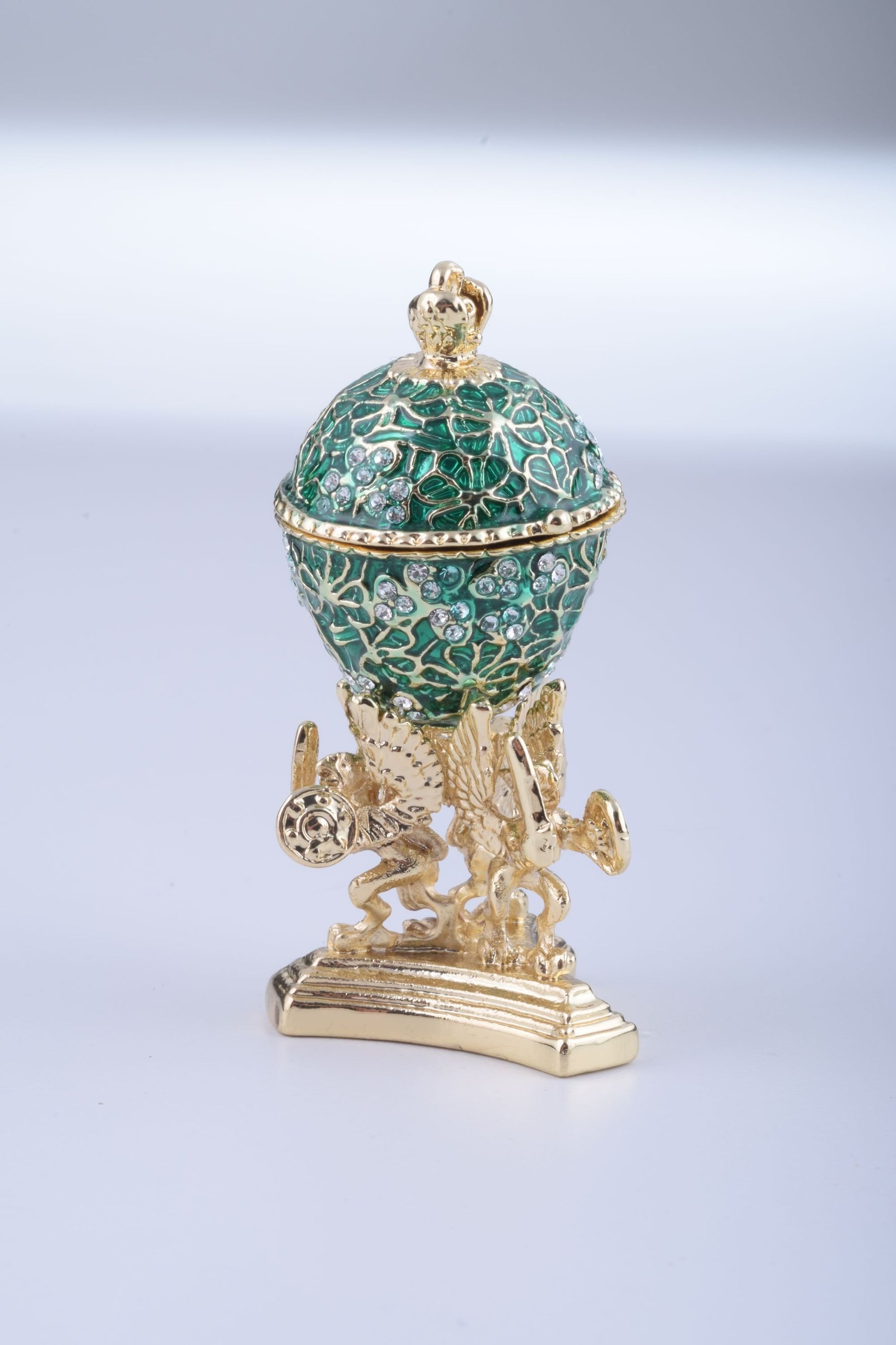 Keren Kopal Green Faberge Egg with a Golden Frog Inside