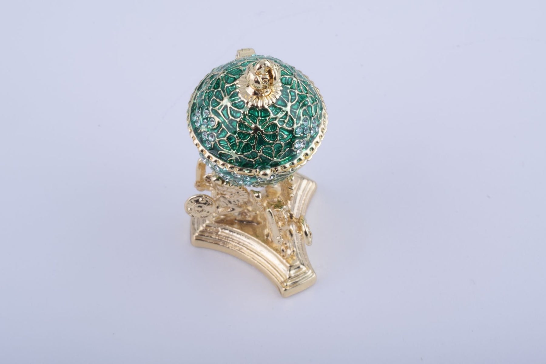Keren Kopal Green Faberge Egg with a Golden Frog Inside