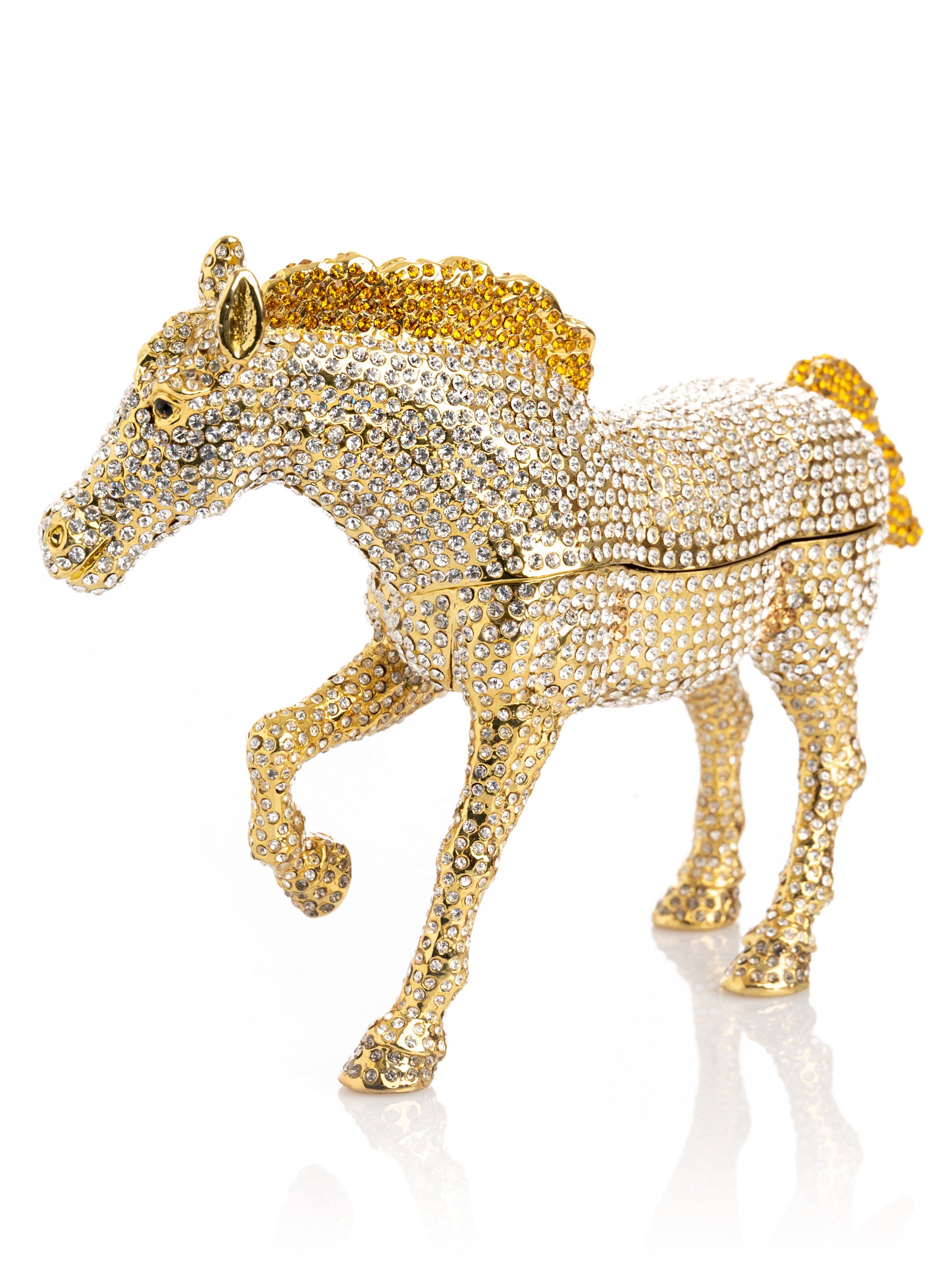 Keren Kopal Large Golden Horse Decorated with White Crystals