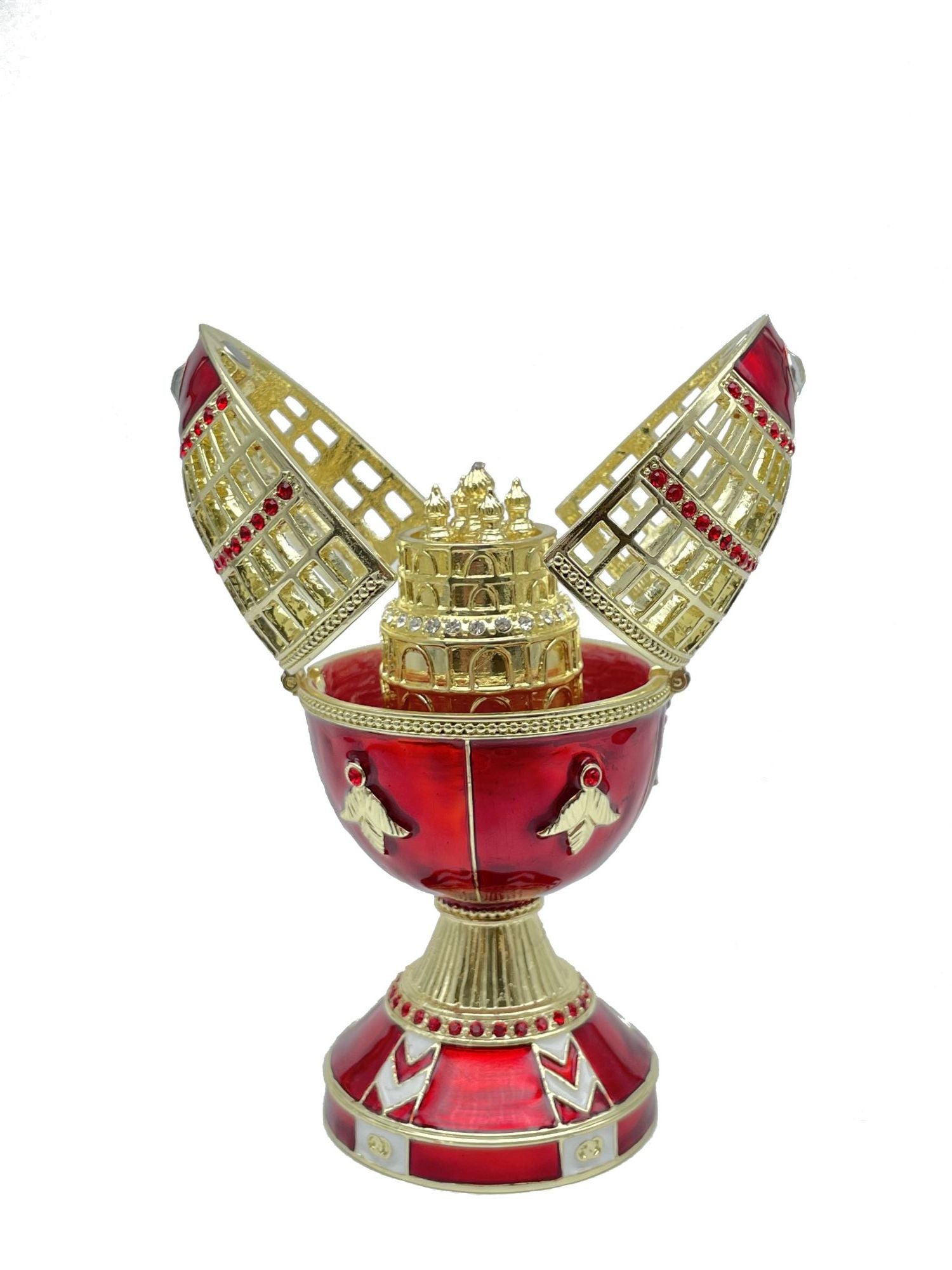 Keren Kopal Blue Faberge Egg with Blue Rose Inside