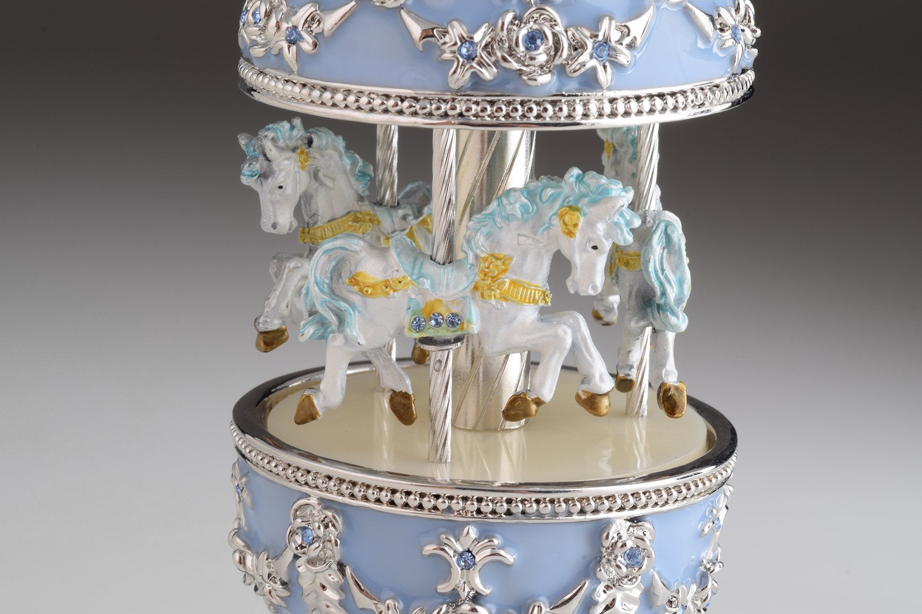 Keren Kopal Light Blue Musical Carousel Faberge Egg