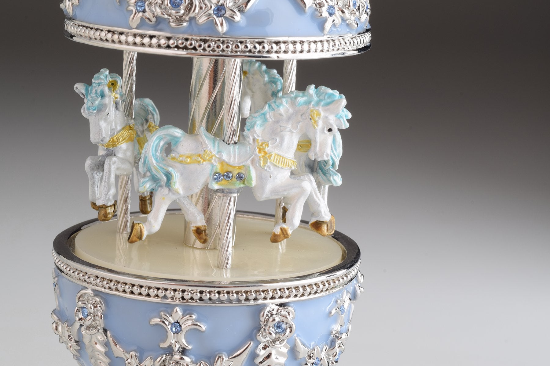 Keren Kopal Light Blue Musical Carousel Faberge Egg