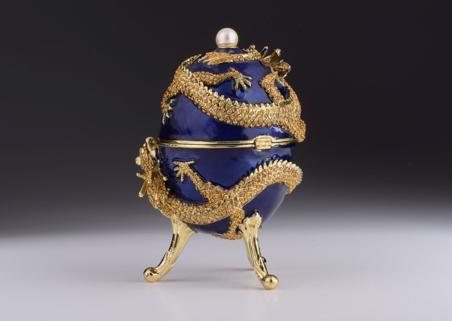 Keren Kopal Blue Faberge Egg with Dragon Music Playing Egg