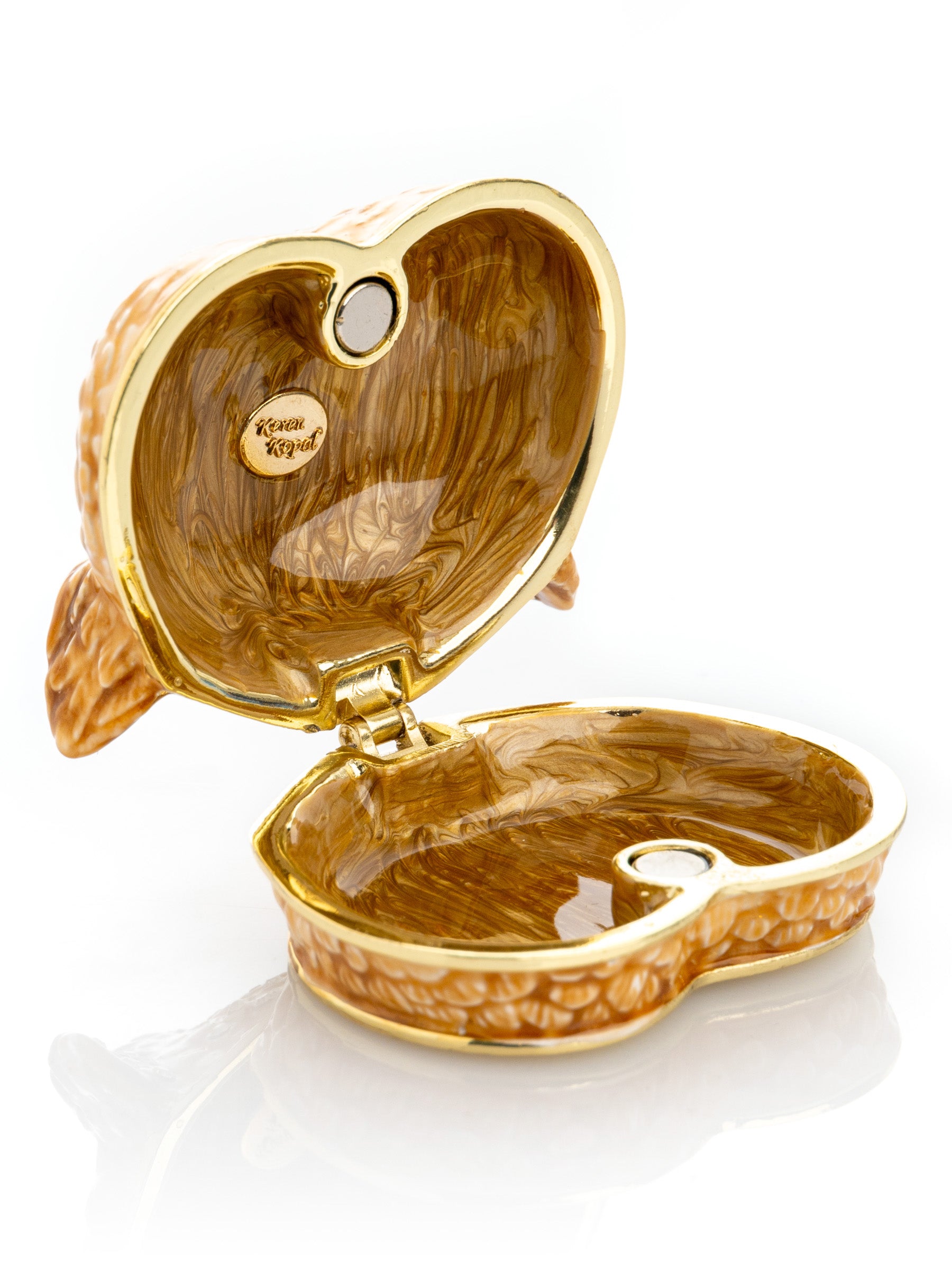 Keren Kopal Brown Owl face trinket box