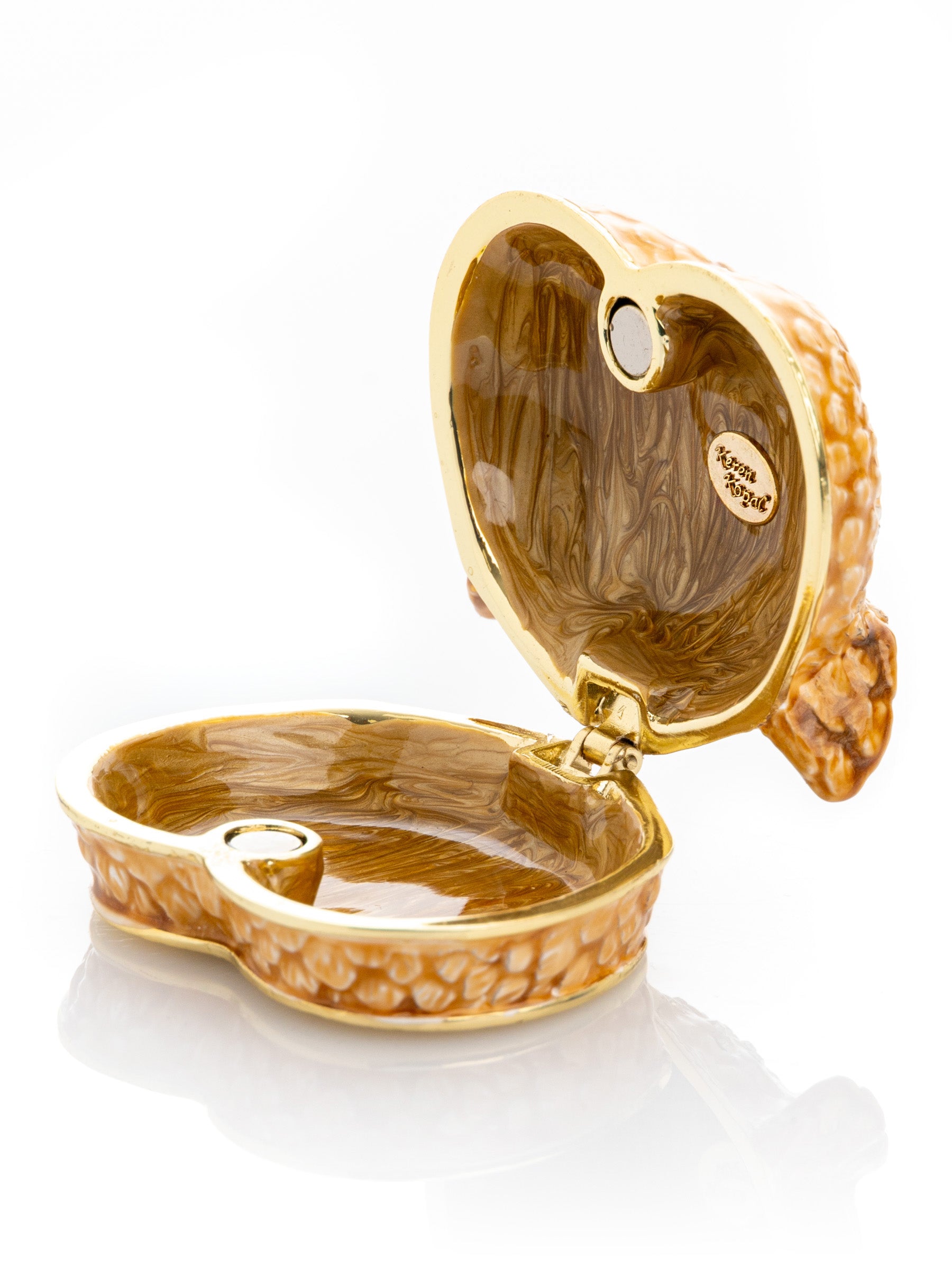 Keren Kopal Brown Owl face trinket box