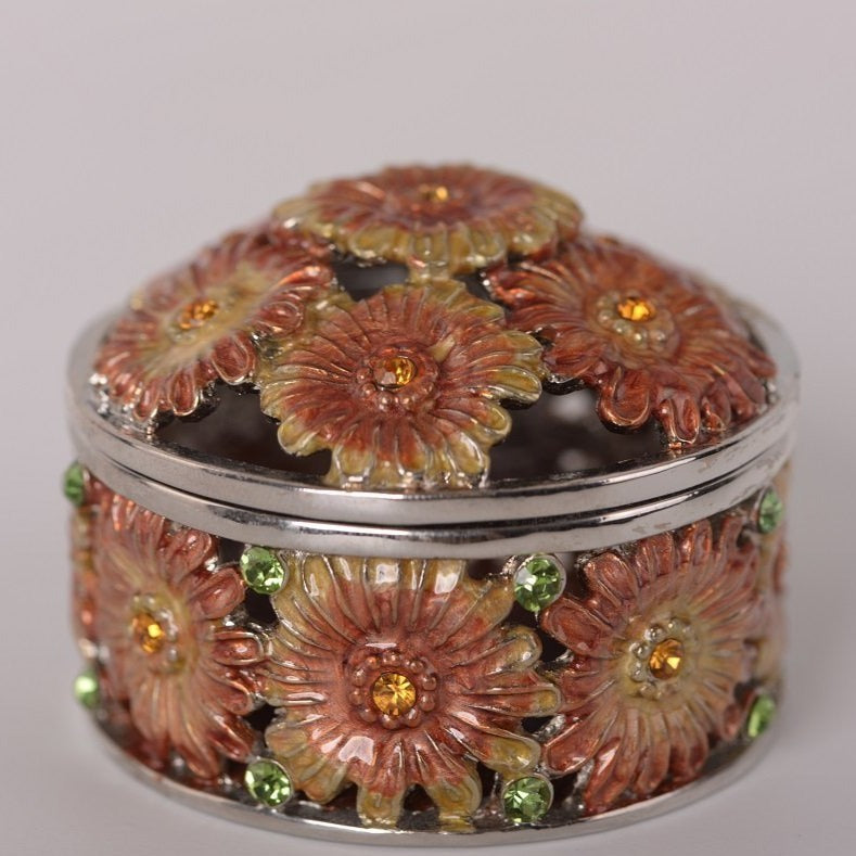 Keren Kopal Orange & Red Flowers Trinket Box