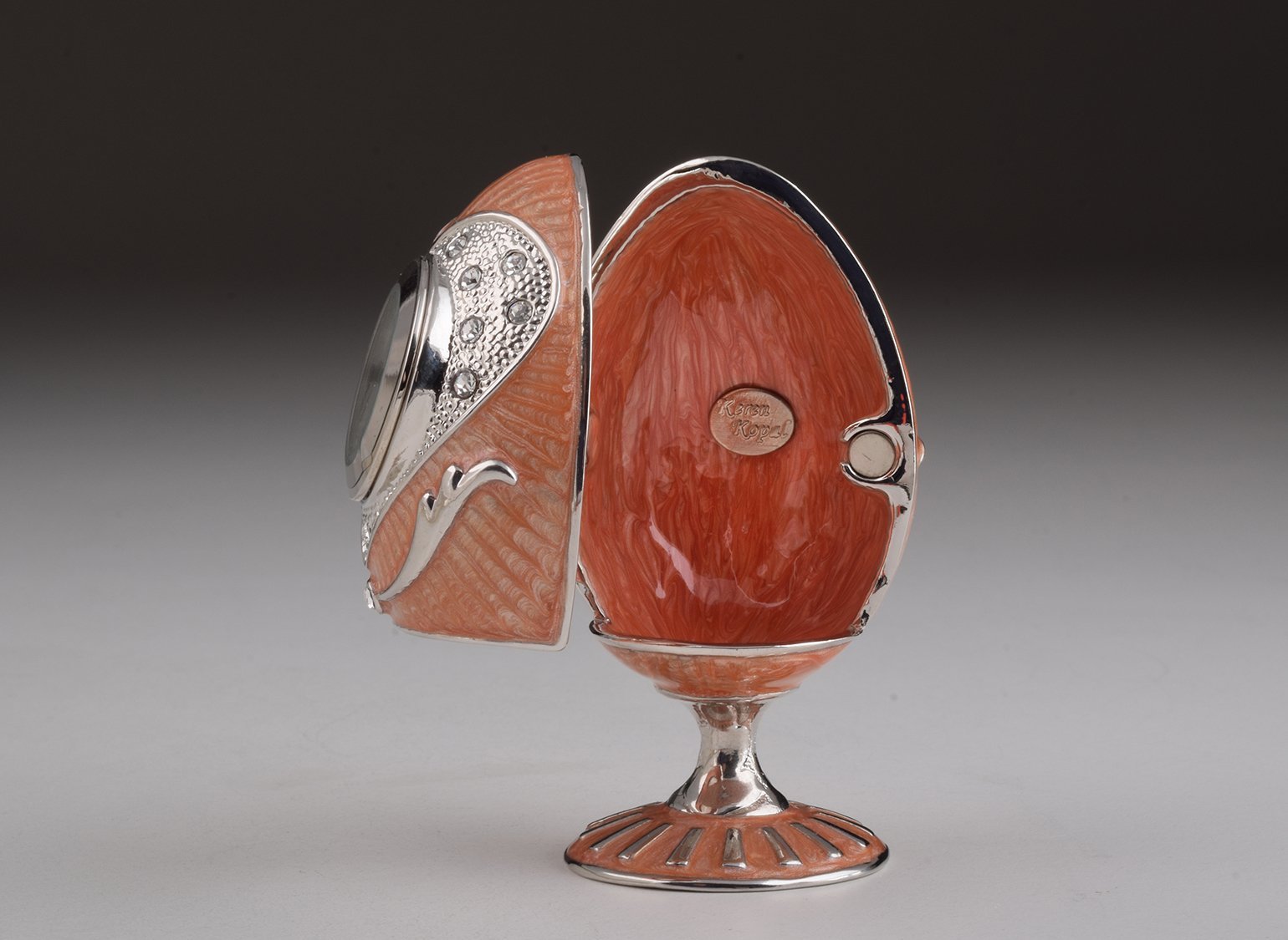 Keren Kopal Pink Faberge Egg with Clock