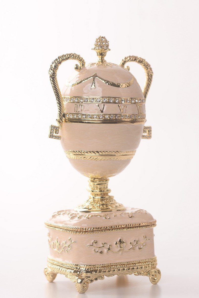 Keren Kopal Pink Faberge Egg with Gold Handles