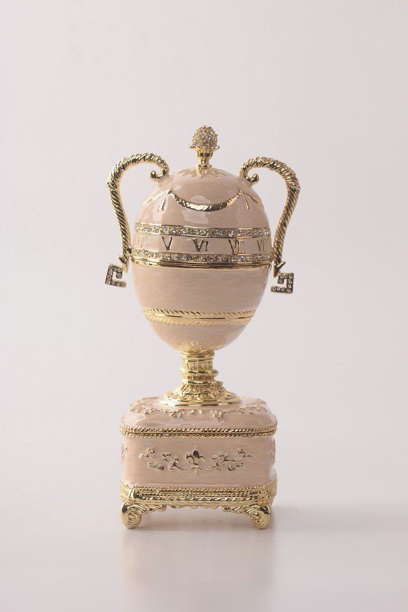 Keren Kopal Pink Faberge Egg with Gold Handles