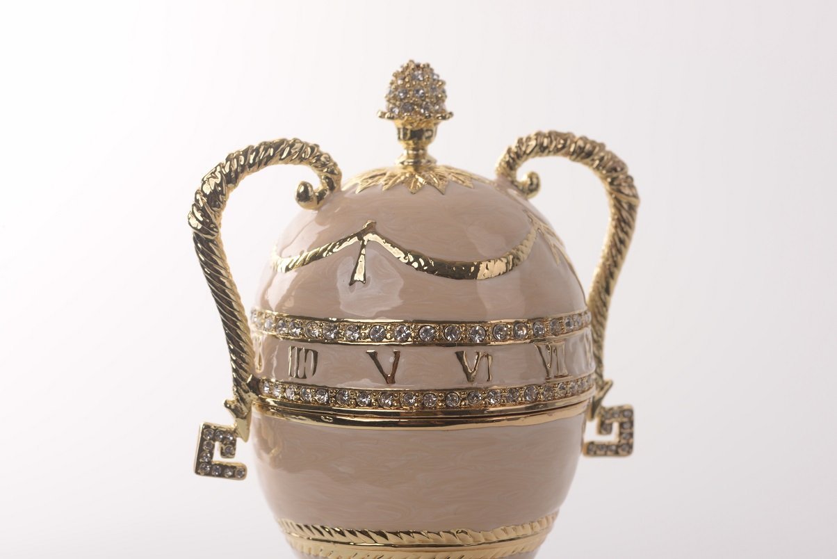 Keren Kopal Pink Faberge Egg with Gold Handles