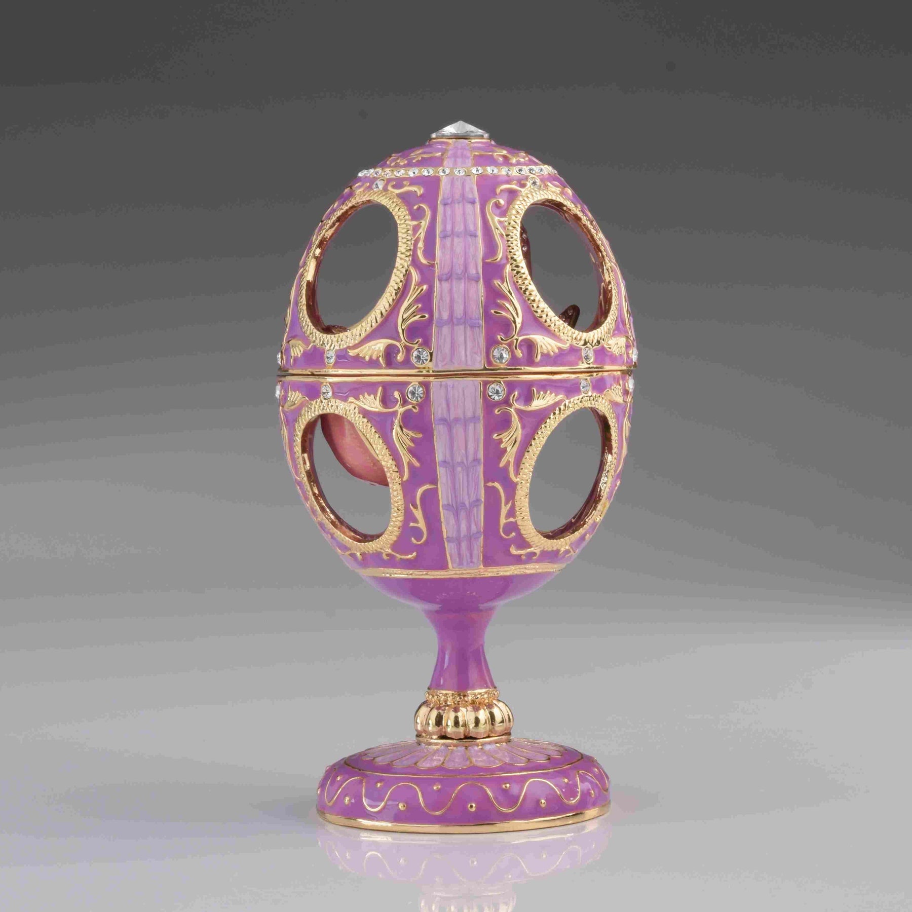Keren Kopal Pink Faberge Egg with Pink Rose Inside