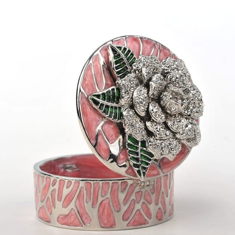 Keren Kopal Pink Jewelry Box with Silver Flower