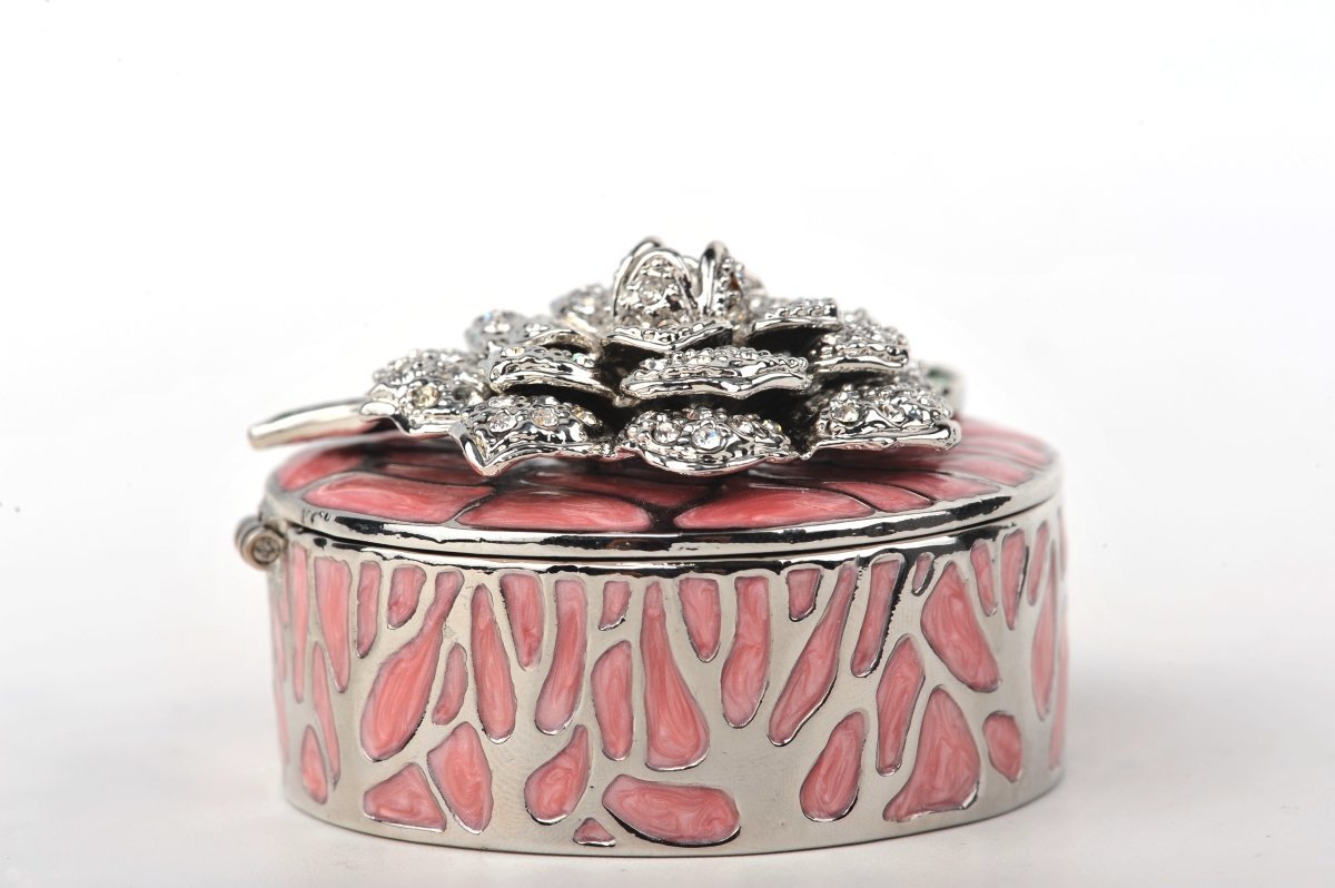 Keren Kopal Pink Jewelry Box with Silver Flower