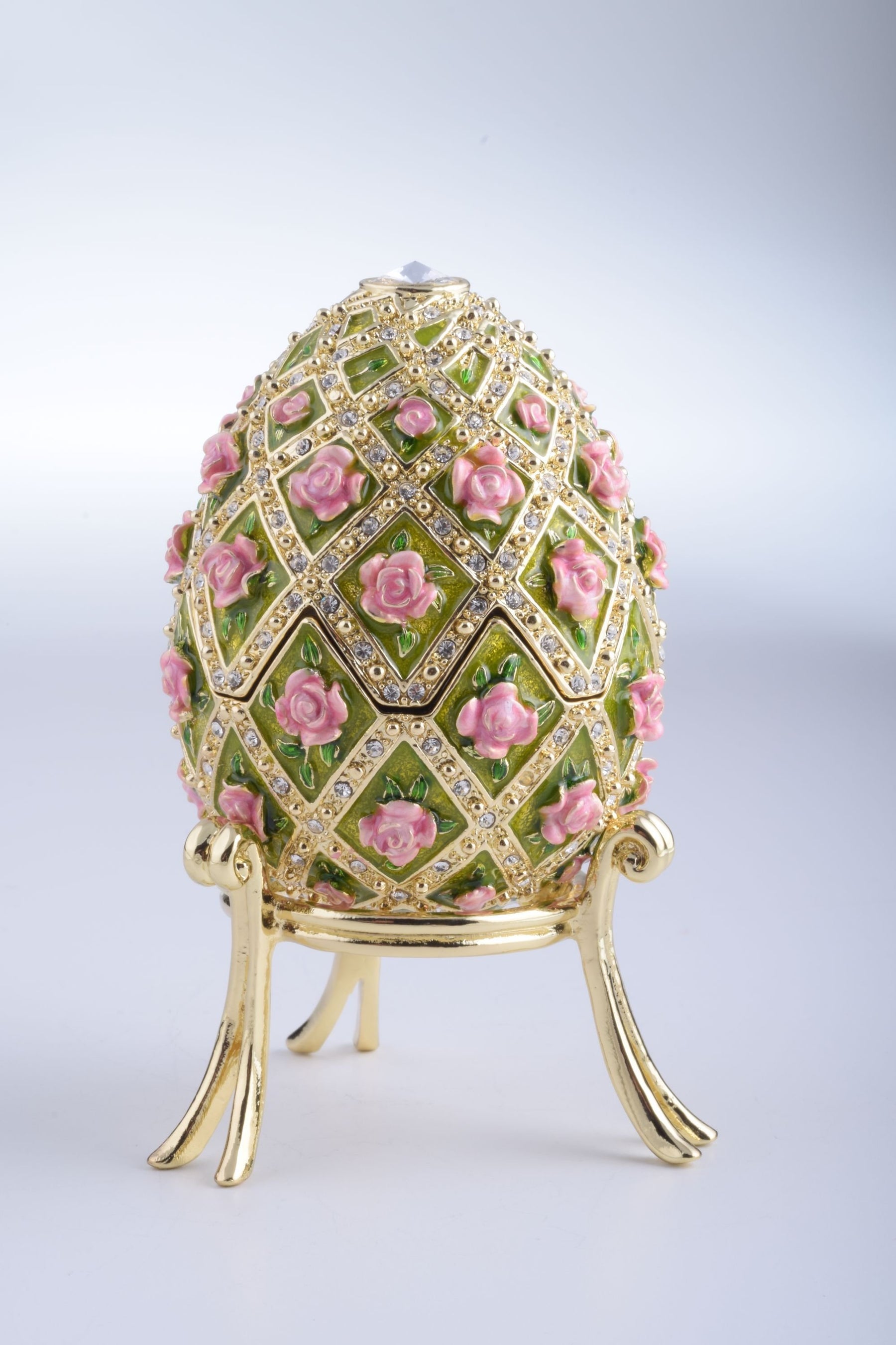 Keren Kopal Pink Roses Faberge Style Egg