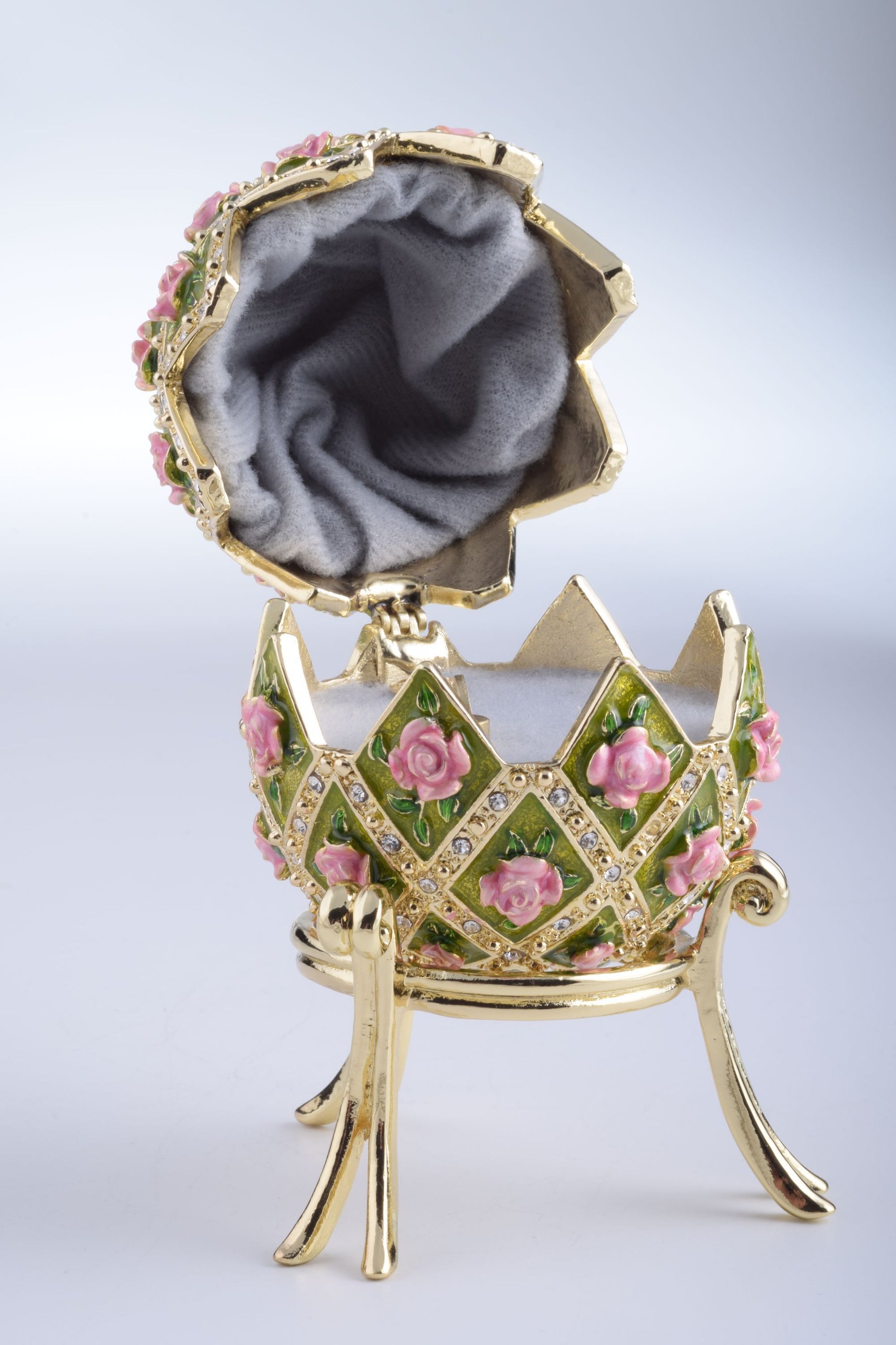 Keren Kopal Pink Roses Faberge Style Egg