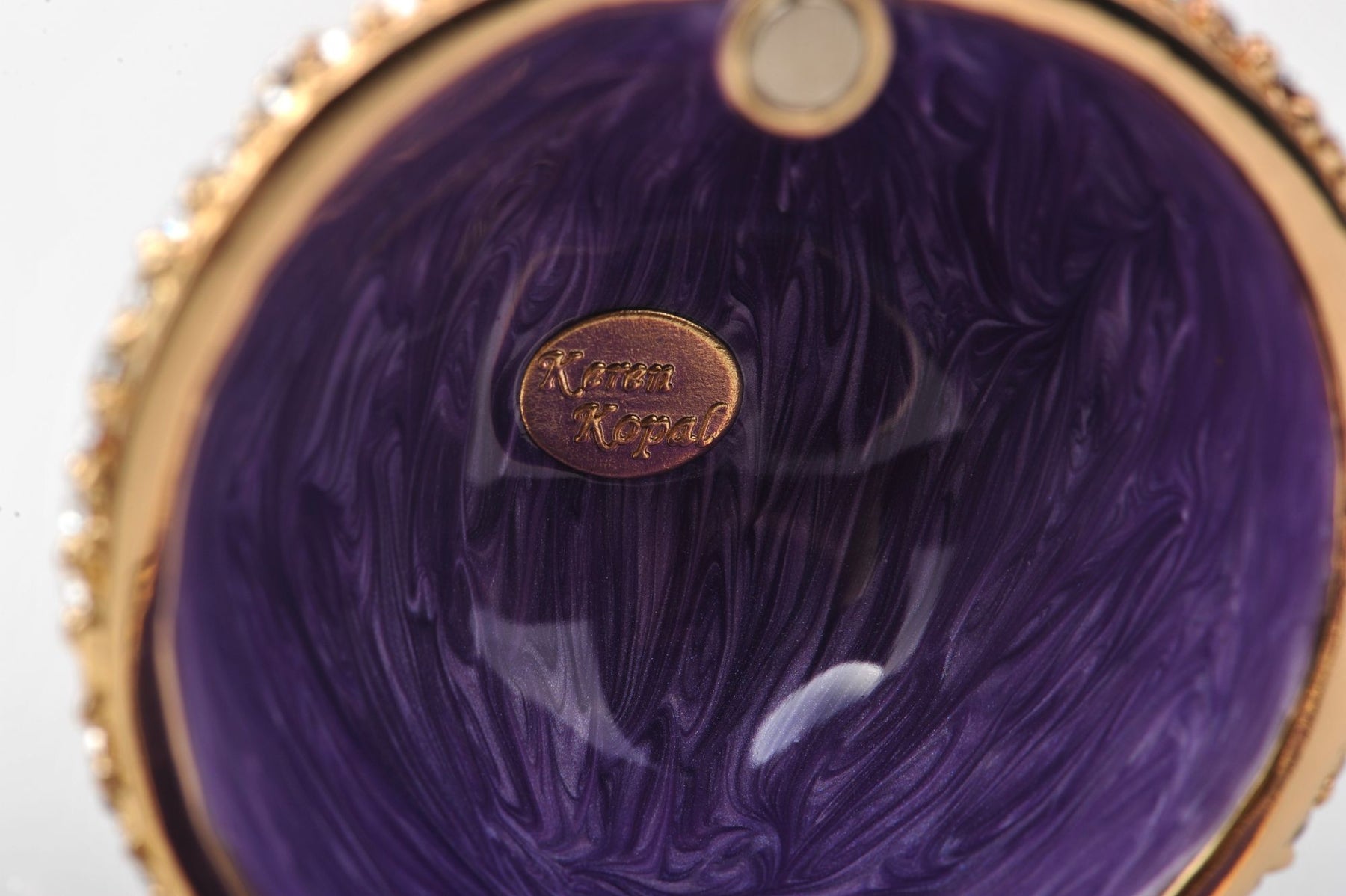 Keren Kopal Purple Faberge Egg with Pearl on top