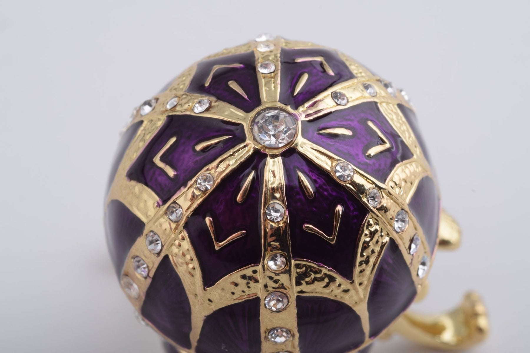 Keren Kopal Purple Faberge Style Egg with an Egg Pendant Inside