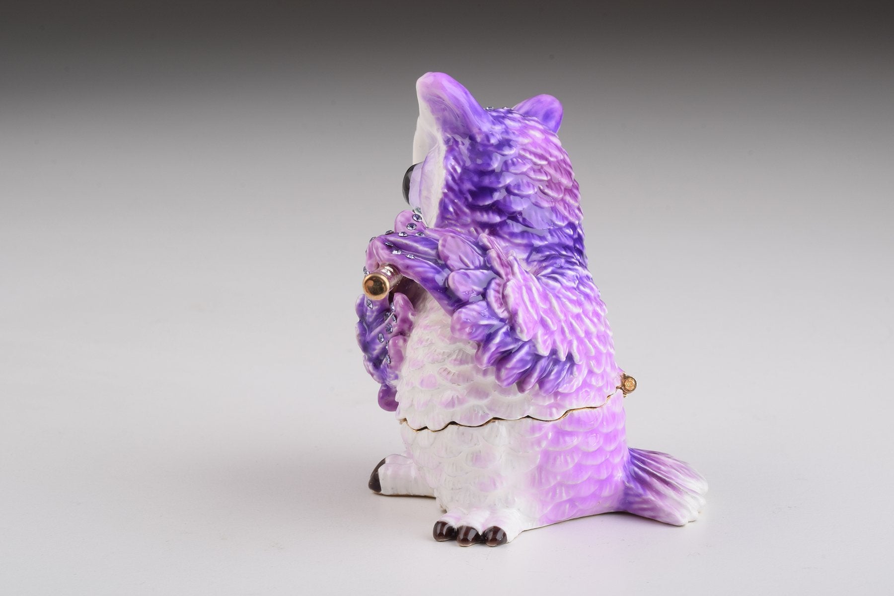 Keren Kopal Purple Owl Playing Flute Trinket Box