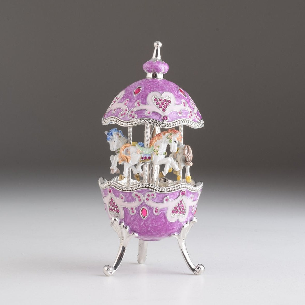 Keren Kopal Purple Wind up Musical Carousel Faberge Egg