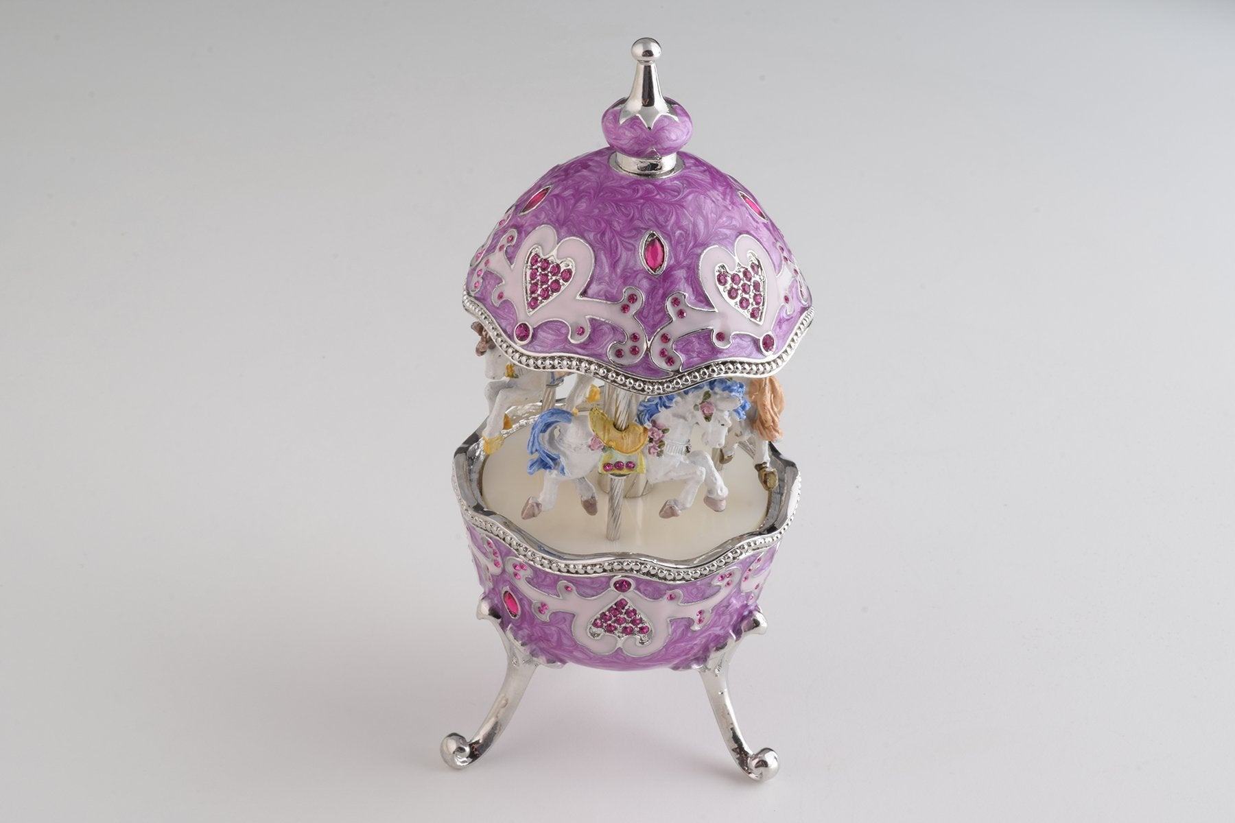 Keren Kopal Purple Wind up Musical Carousel Faberge Egg