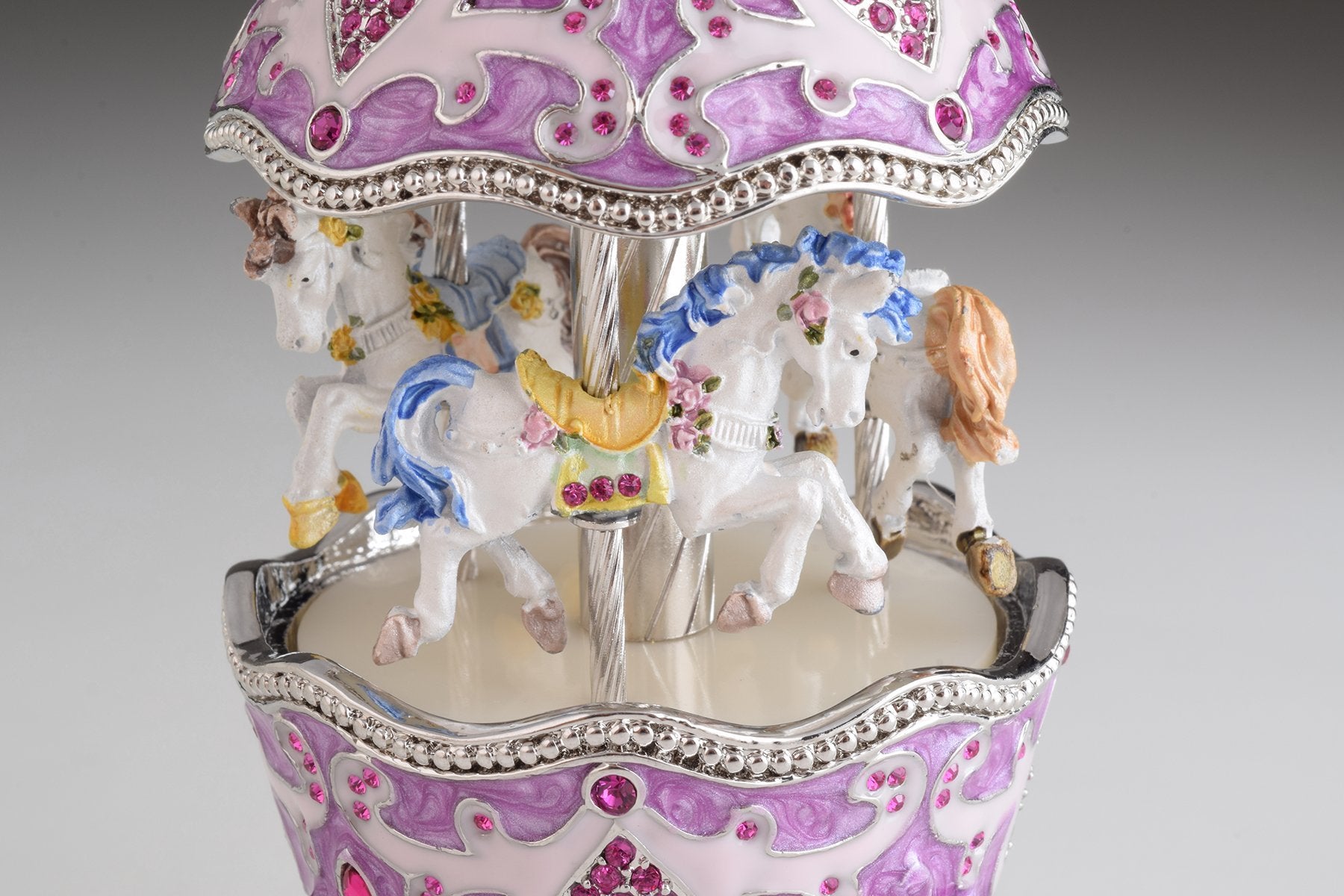 Keren Kopal Purple Wind up Musical Carousel Faberge Egg