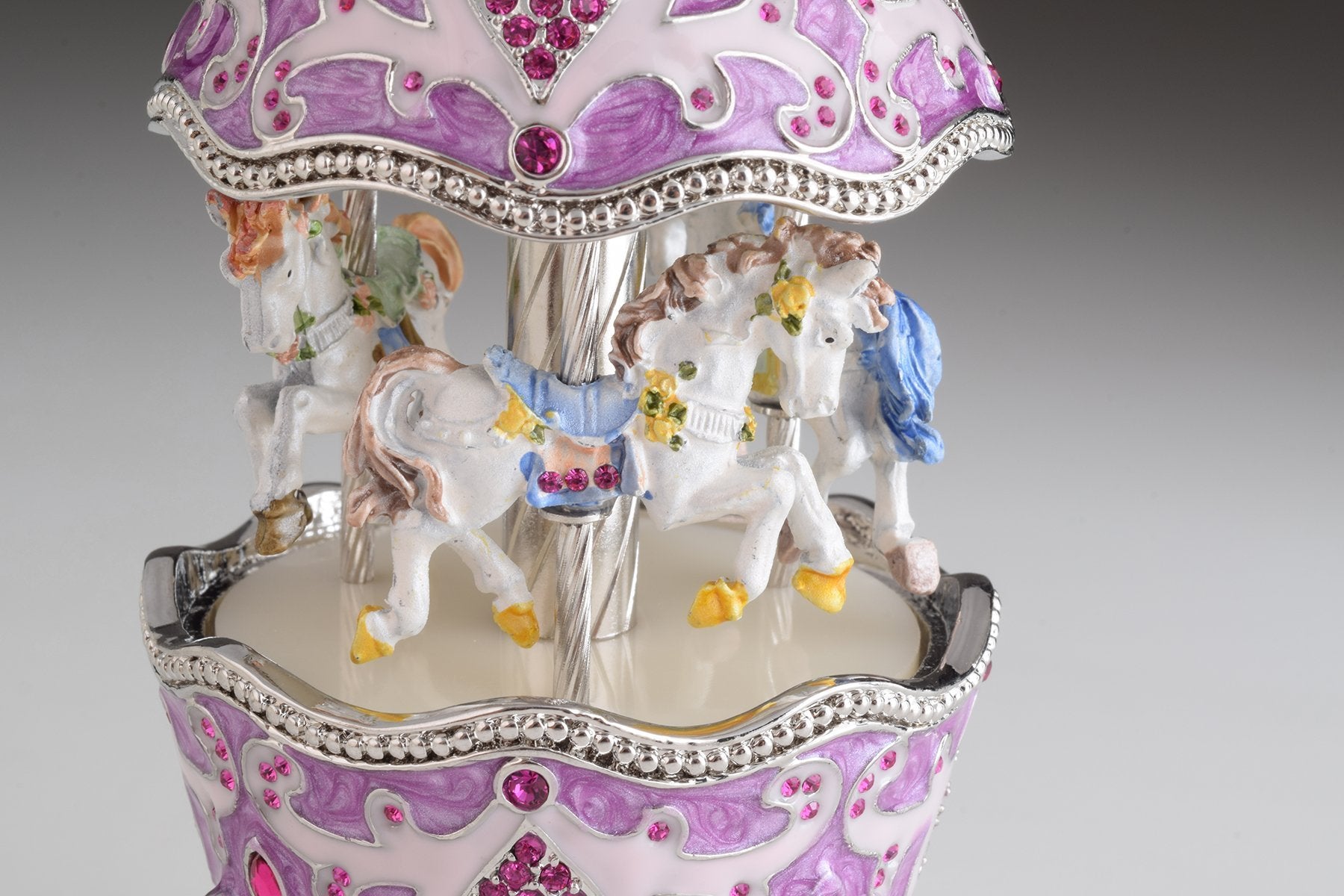 Keren Kopal Purple Wind up Musical Carousel Faberge Egg