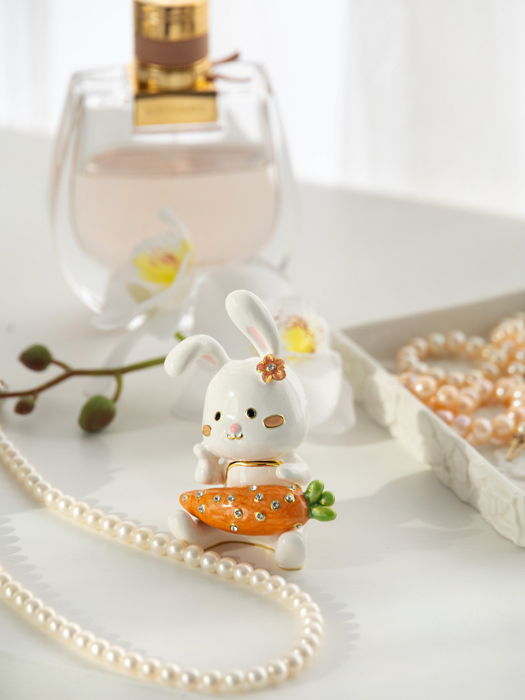 Keren Kopal Bunny with Carrot Trinket Box