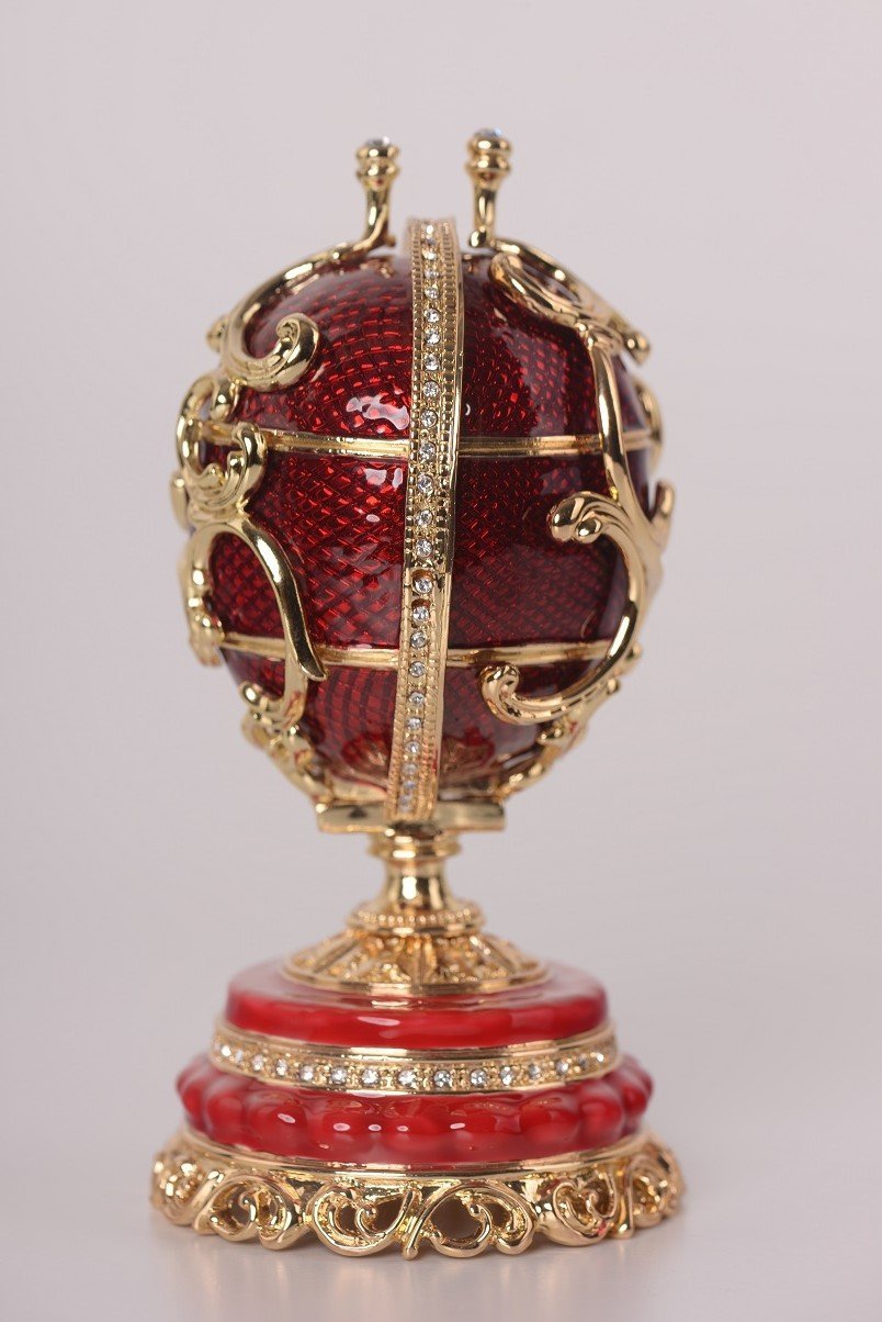 Keren Kopal Red Faberge Egg with a Removable Flower Bouquet