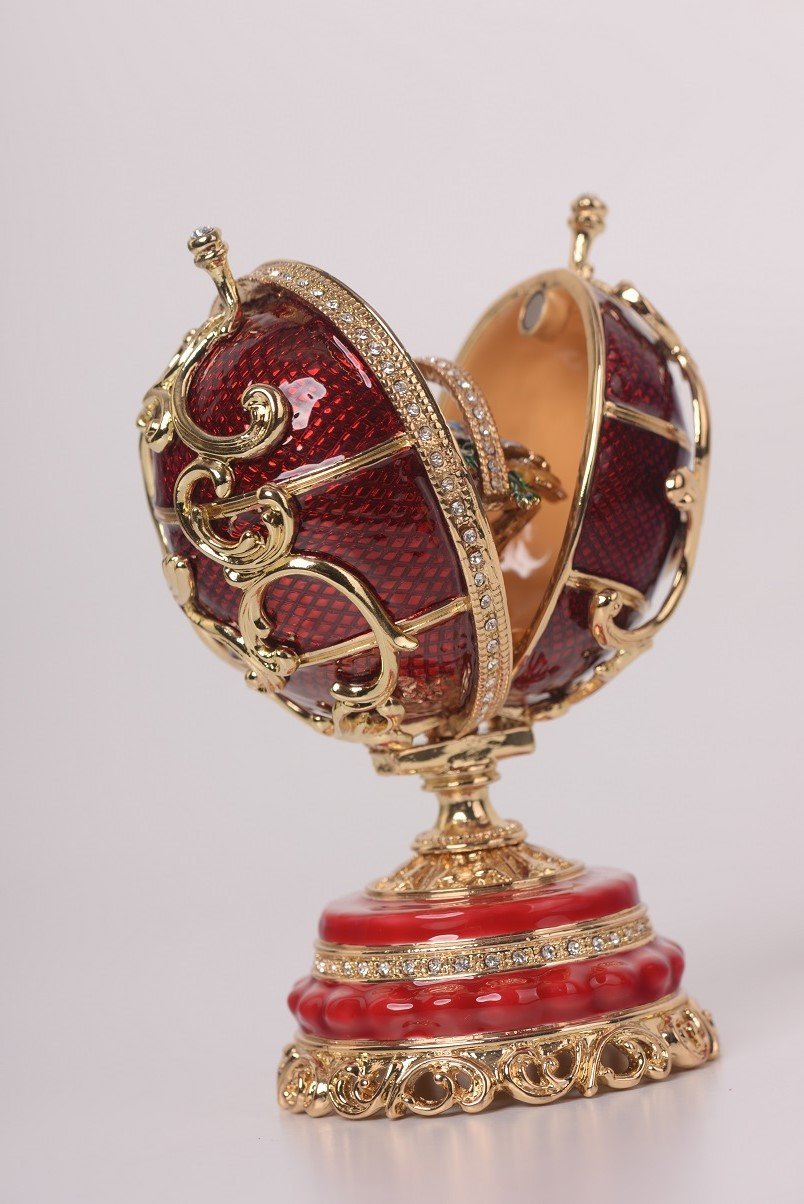 Keren Kopal Red Faberge Egg with a Removable Flower Bouquet